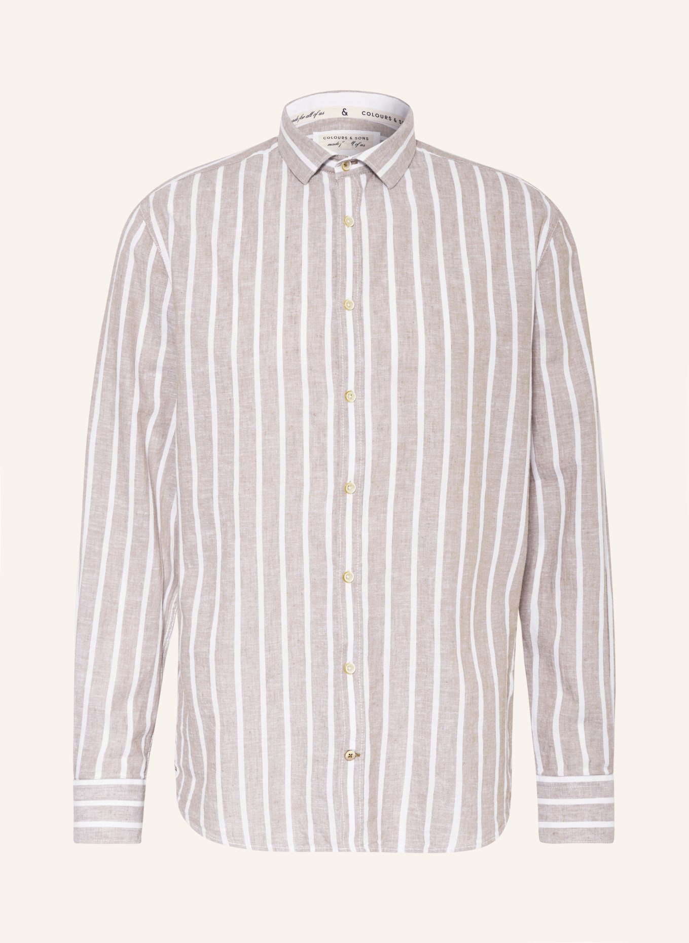 COLOURS & SONS Shirt comfort fit with linen, Color: BEIGE (Image 1)
