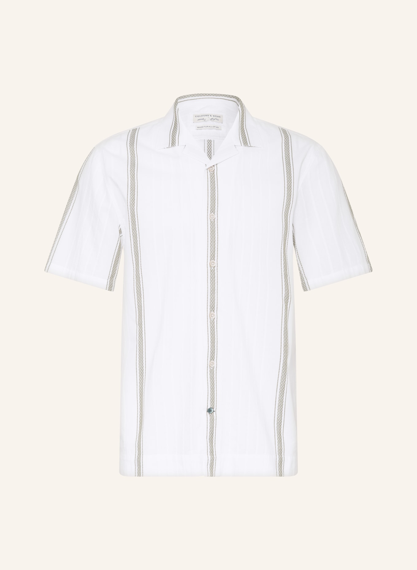 COLOURS & SONS Resort shirt MYKONOS regular fit, Color: WHITE/ OLIVE (Image 1)