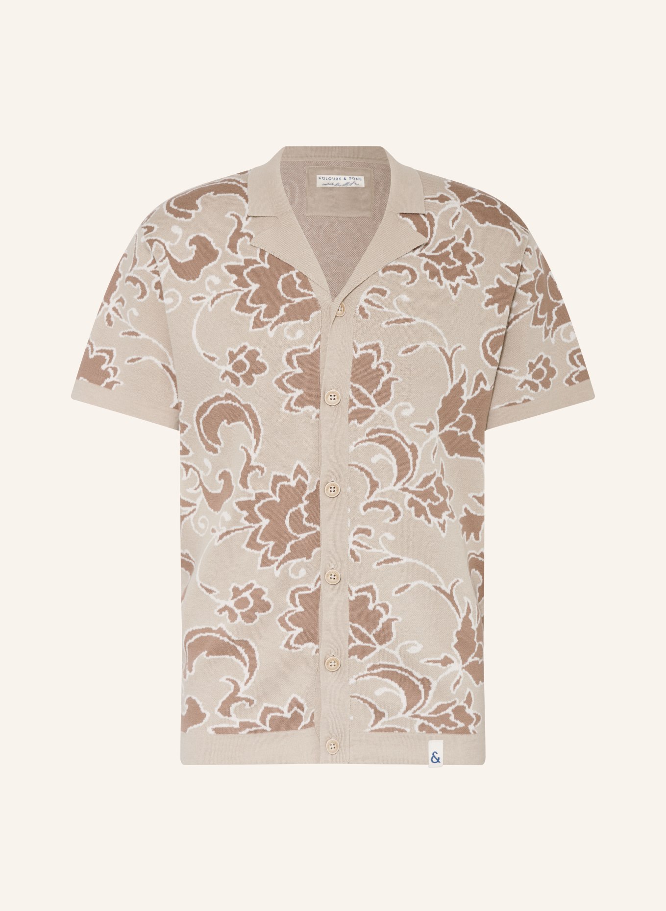 COLOURS & SONS Resort shirt regular fit made of knit, Color: LIGHT BROWN/ BROWN (Image 1)