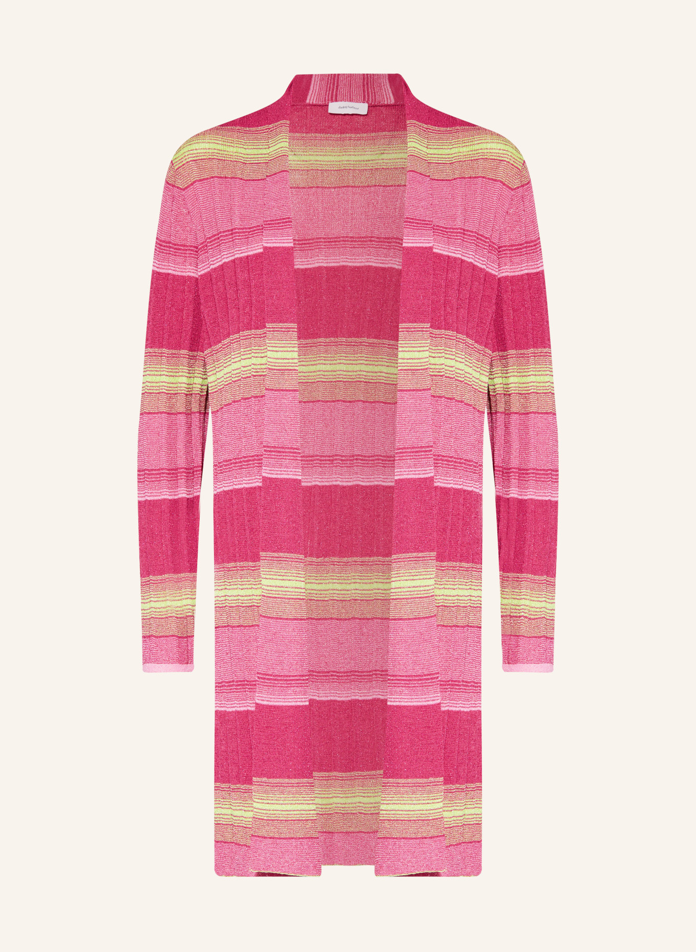 darling harbour Knit cardigan with pleats and glitter thread, Color: PINK RINGEL (Image 1)