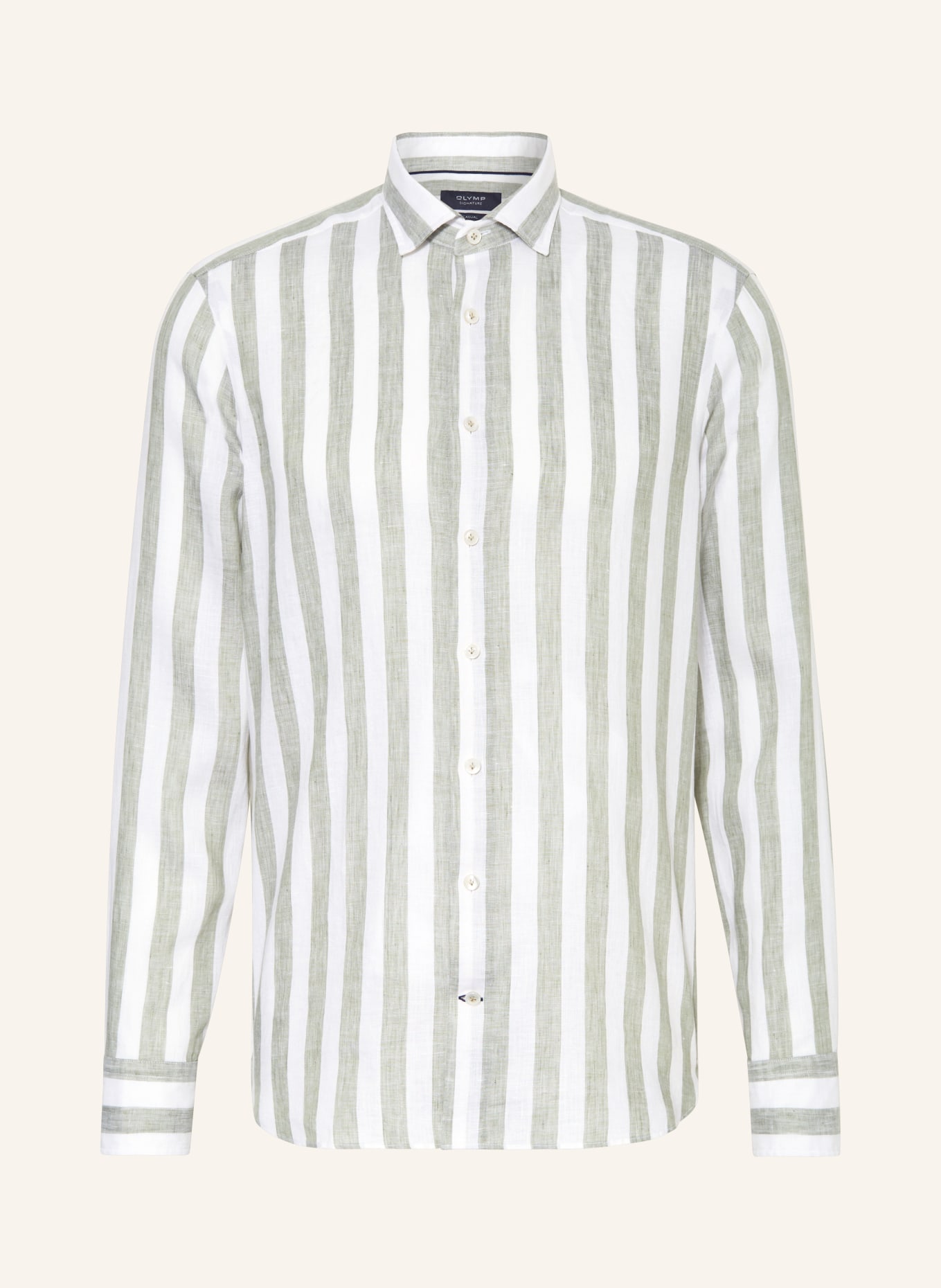 OLYMP SIGNATURE Leinenhemd Tailored Fit, Farbe: HELLGRÜN/ CREME (Bild 1)