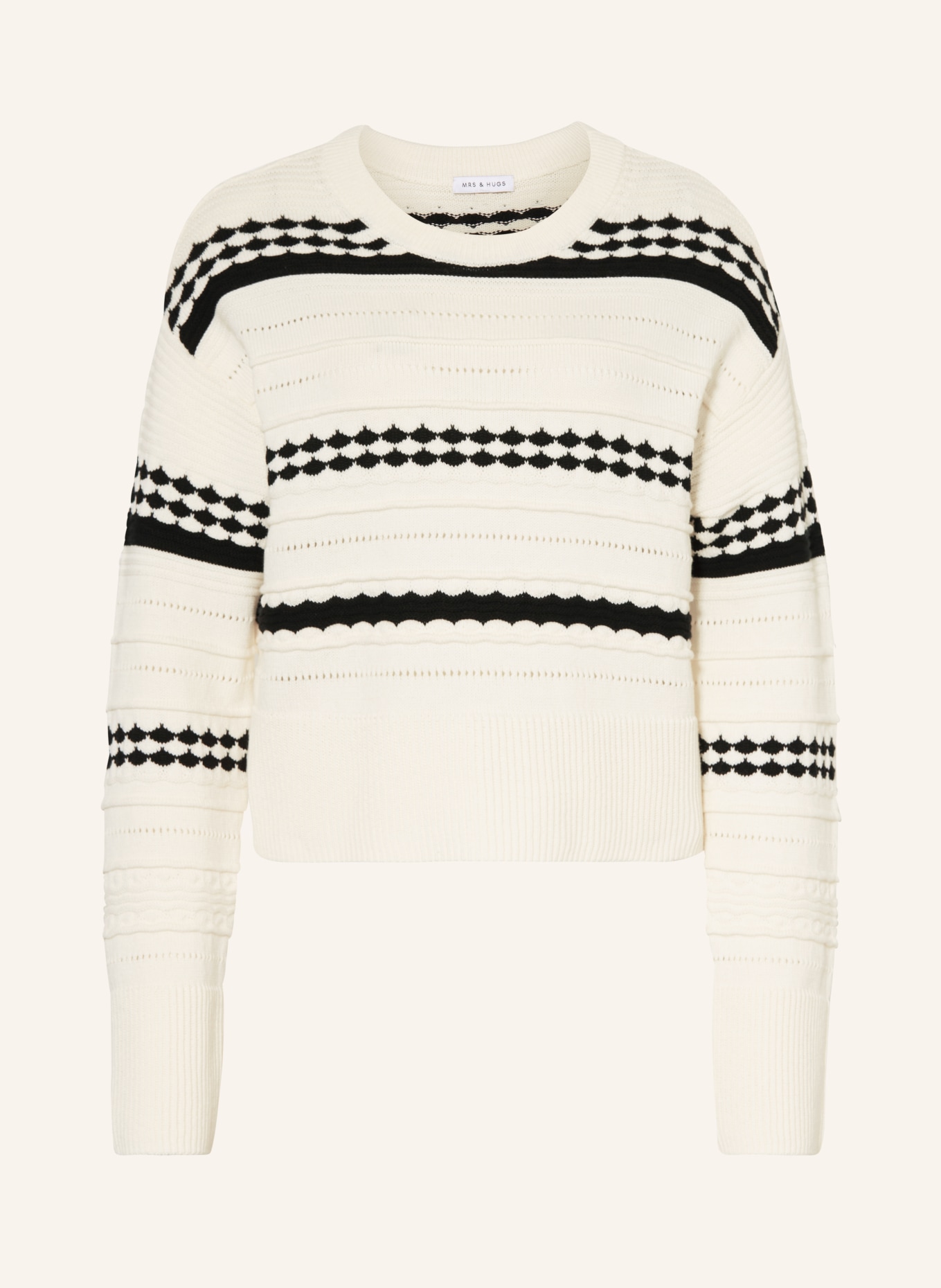 MRS & HUGS Sweater, Color: ECRU/ BLACK (Image 1)