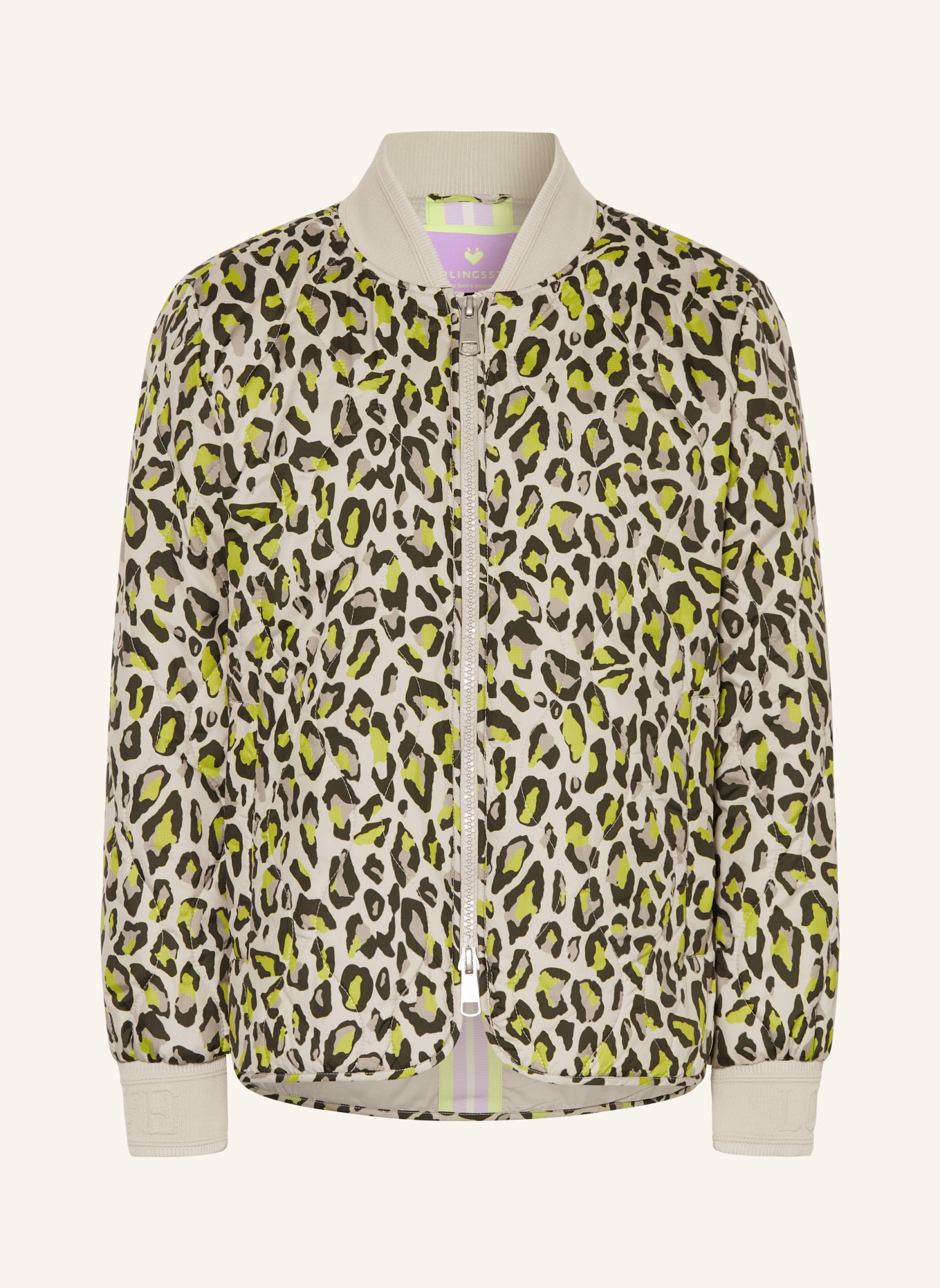 LIEBLINGSSTÜCK Quilted bomber jacket IVONA, Color: TAUPE/ BLACK/ NEON YELLOW (Image 1)