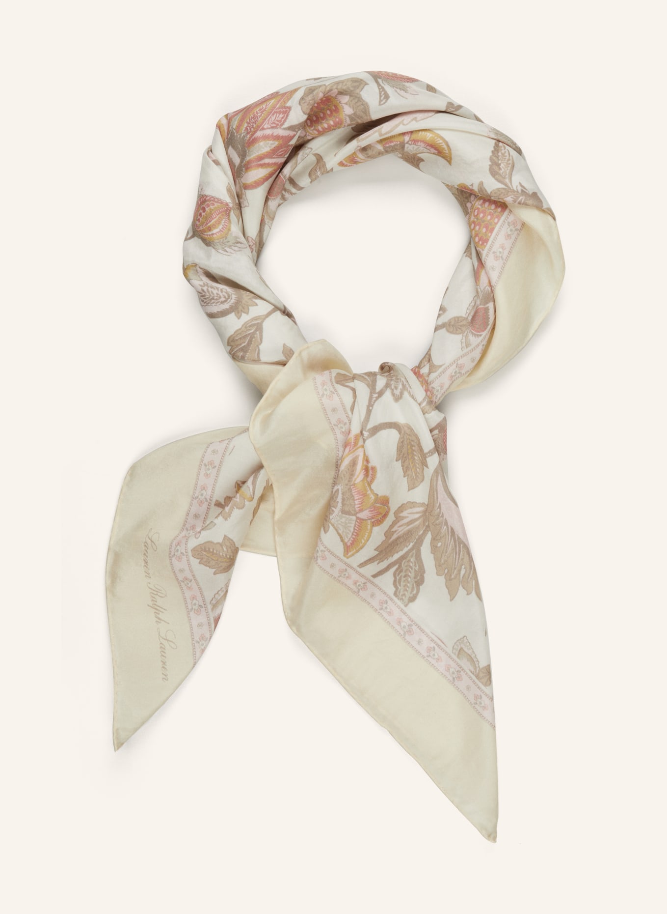 LAUREN RALPH LAUREN Silk scarf, Color: WHITE/ LIGHT YELLOW/ PINK (Image 2)