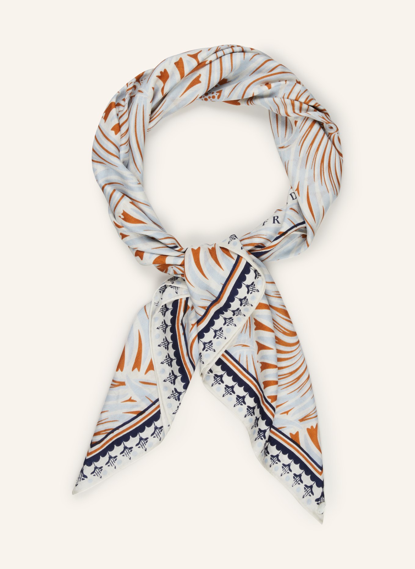 friendly hunting Silk scarf, Color: BEIGE/ LIGHT BLUE (Image 2)