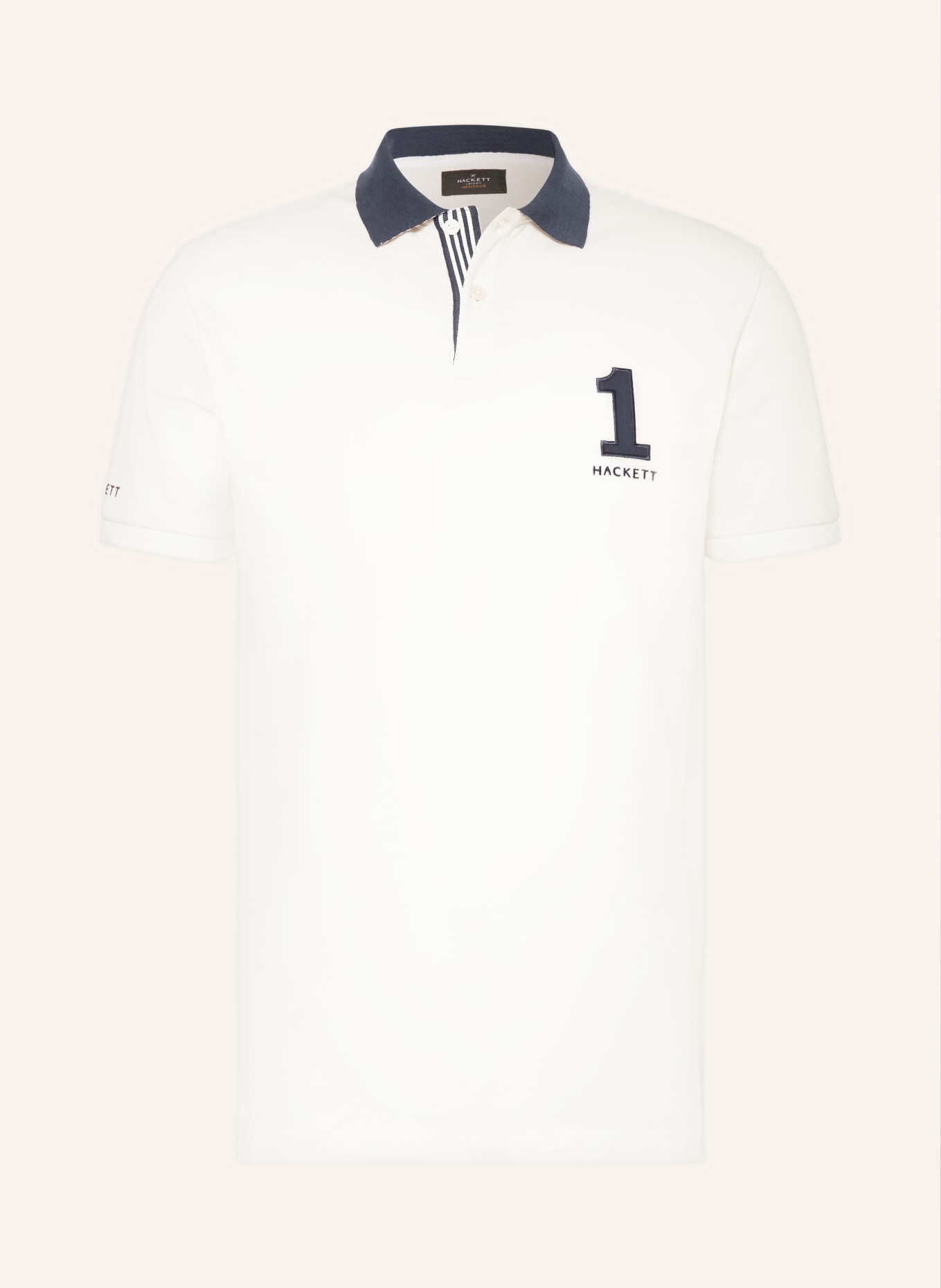 HACKETT LONDON Piqué-Poloshirt, Farbe: WEISS/ DUNKELBLAU (Bild 1)