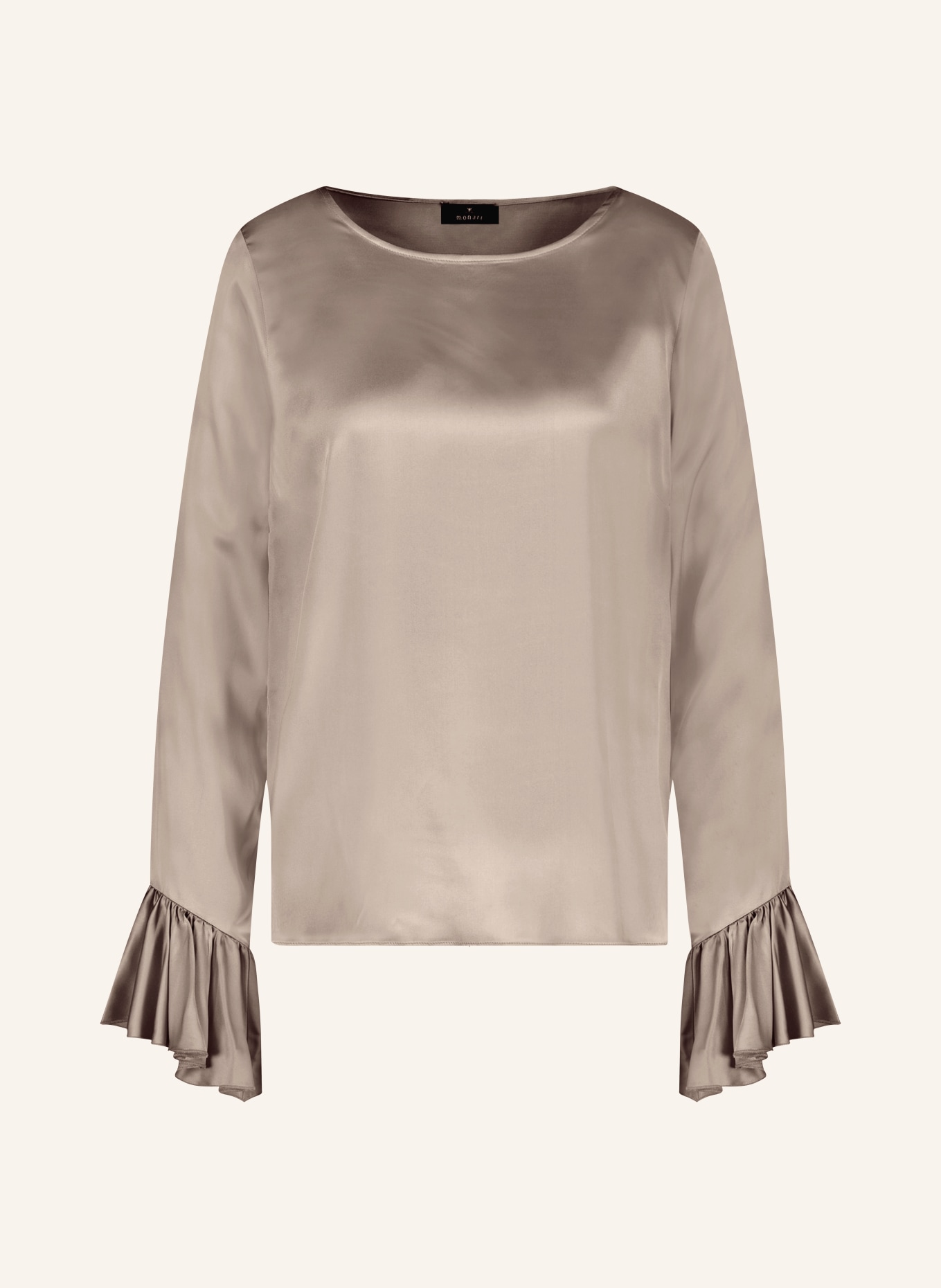 monari Shirt blouse in satin with frills, Color: TAUPE (Image 1)