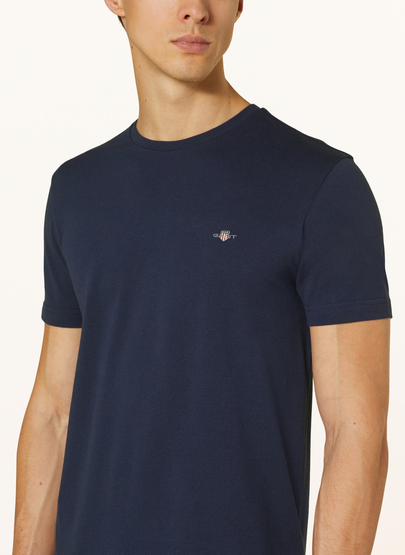GANT T-Shirt aus Piqué, Farbe: DUNKELBLAU (Bild 4)