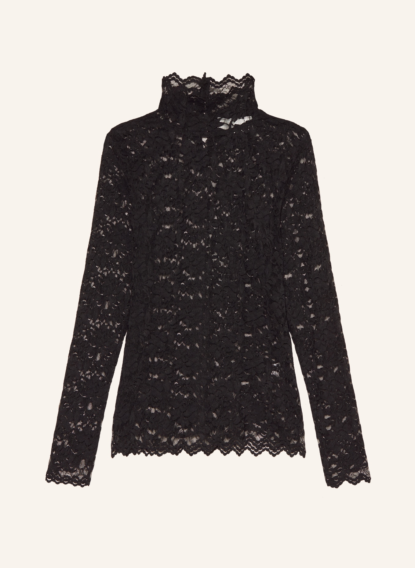 NEO NOIR Long sleeve shirt LIZA made of lace, Color: BLACK (Image 1)