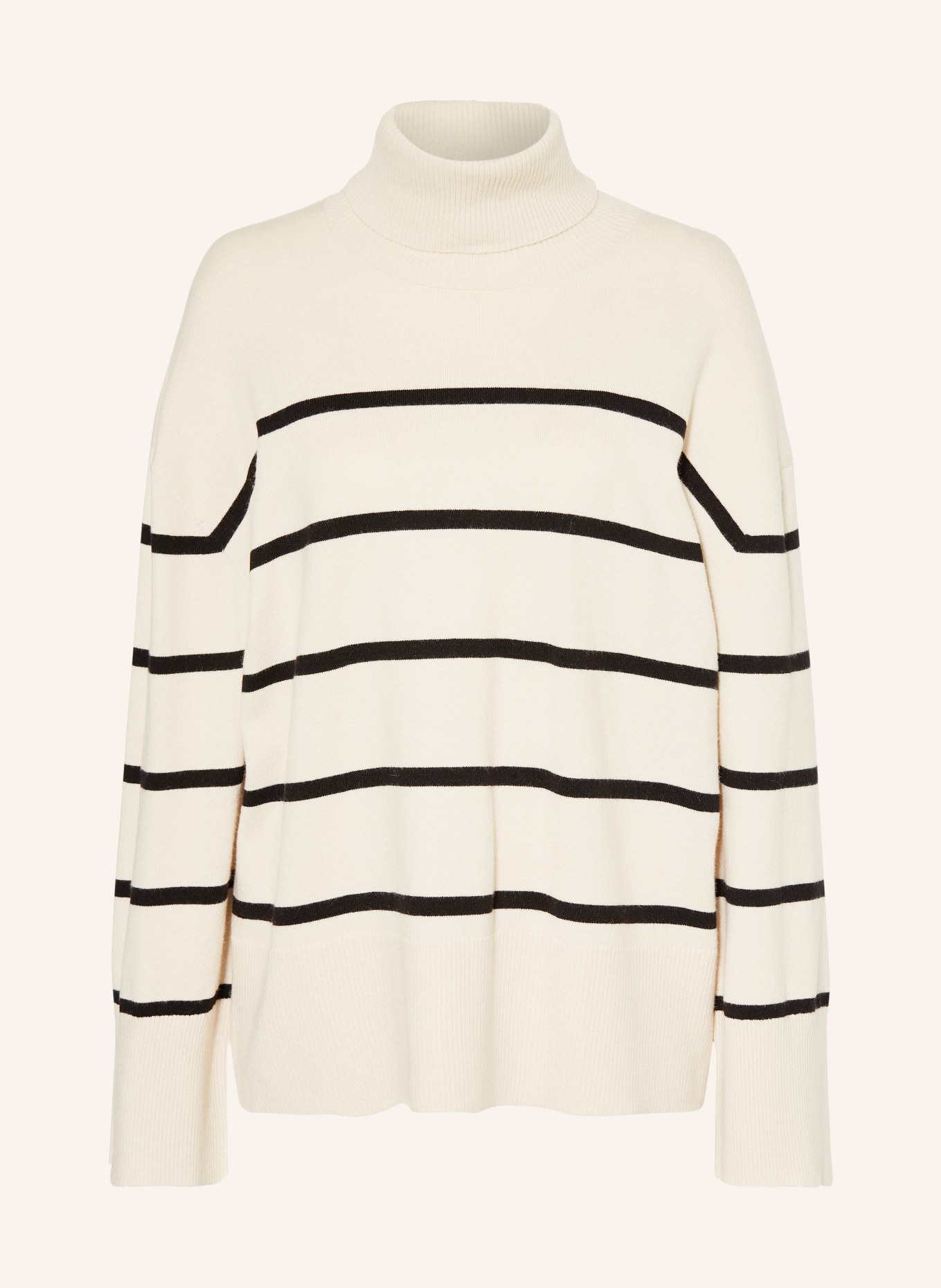 NEO NOIR Turtleneck sweater RUBY, Color: BEIGE/ BLACK (Image 1)
