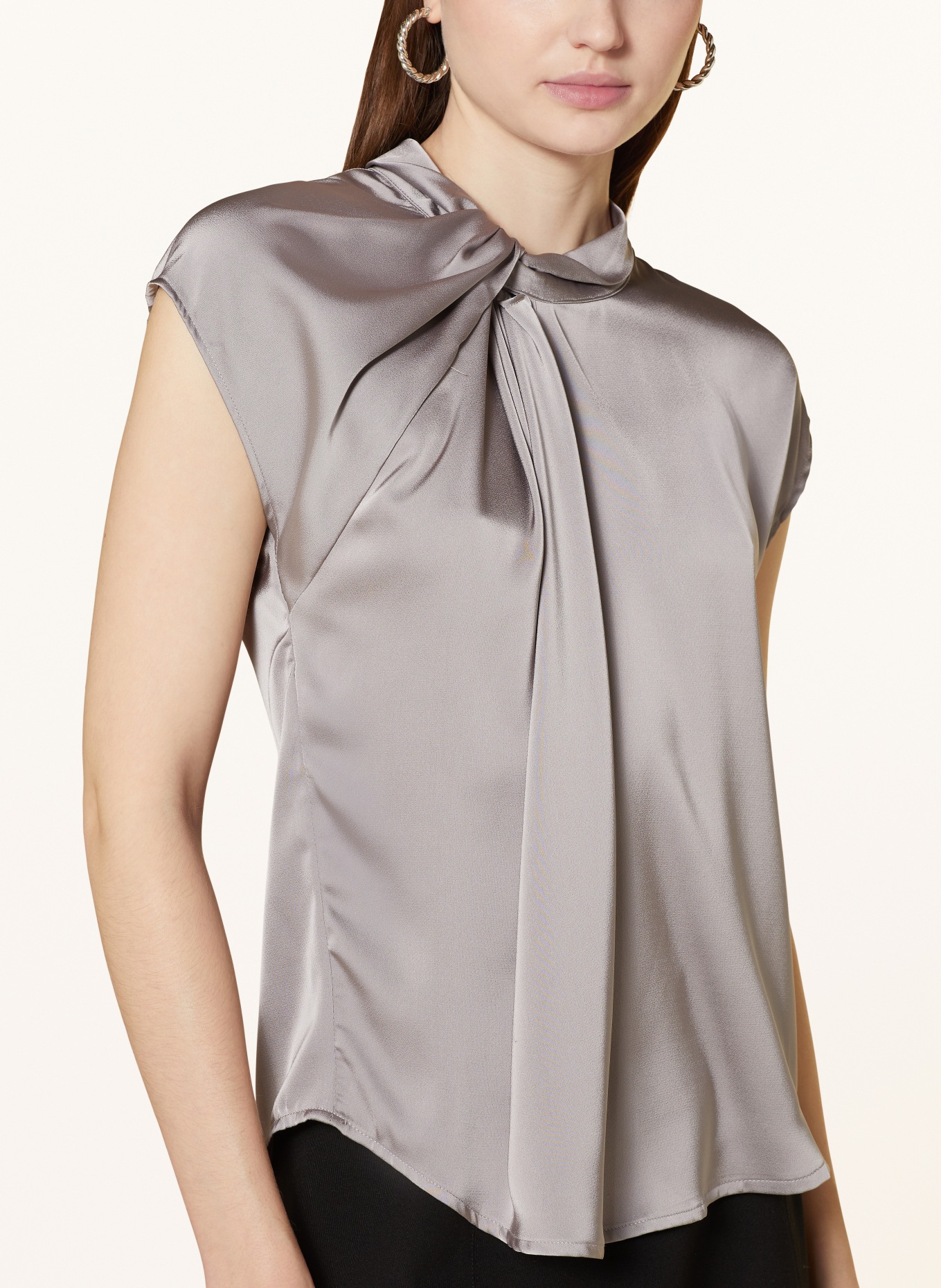 NEO NOIR Shirt blouse FLEUR in satin, Color: GRAY (Image 4)