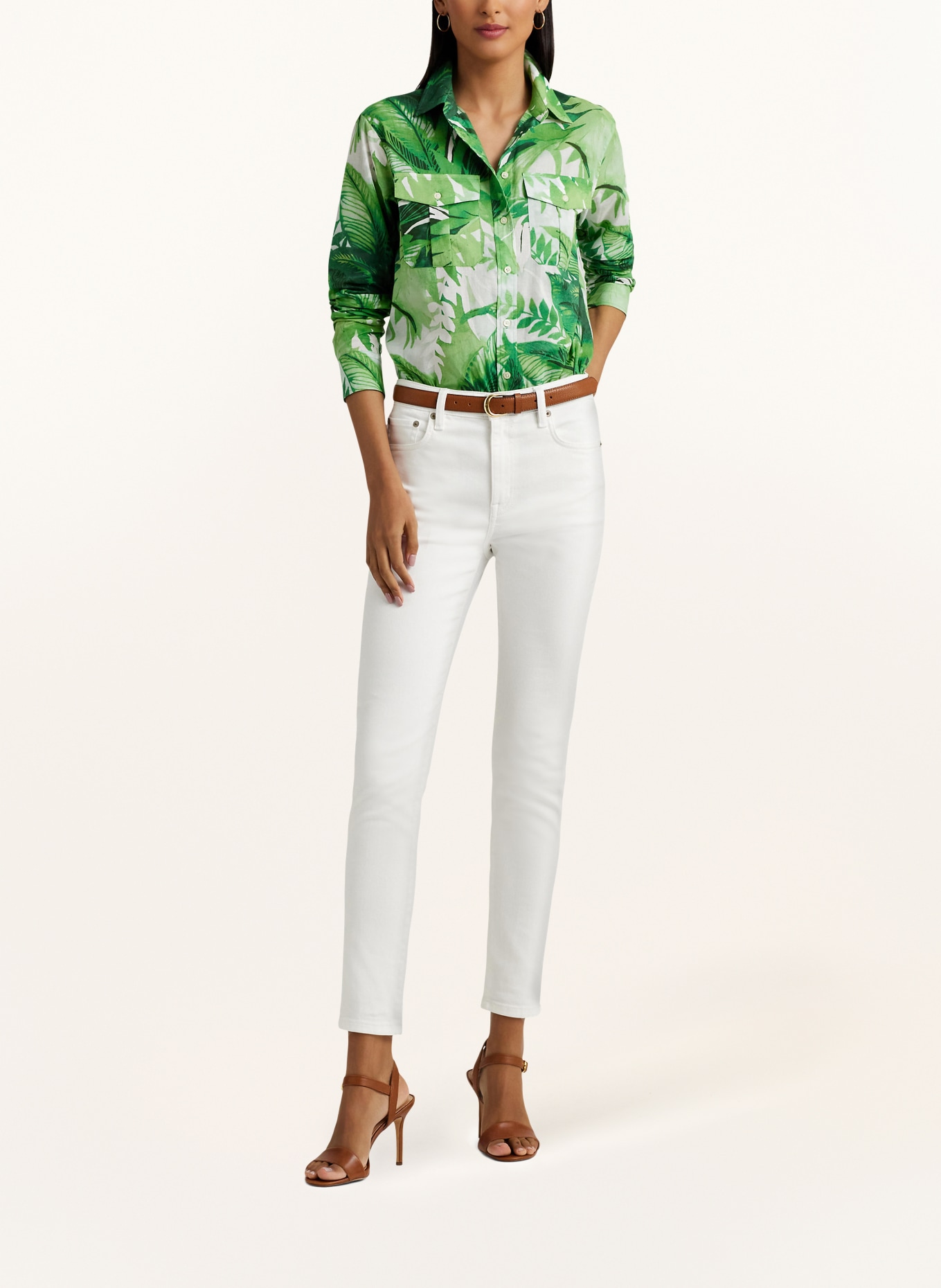 LAUREN RALPH LAUREN Shirt blouse, Color: WHITE/ GREEN/ DARK GREEN (Image 2)