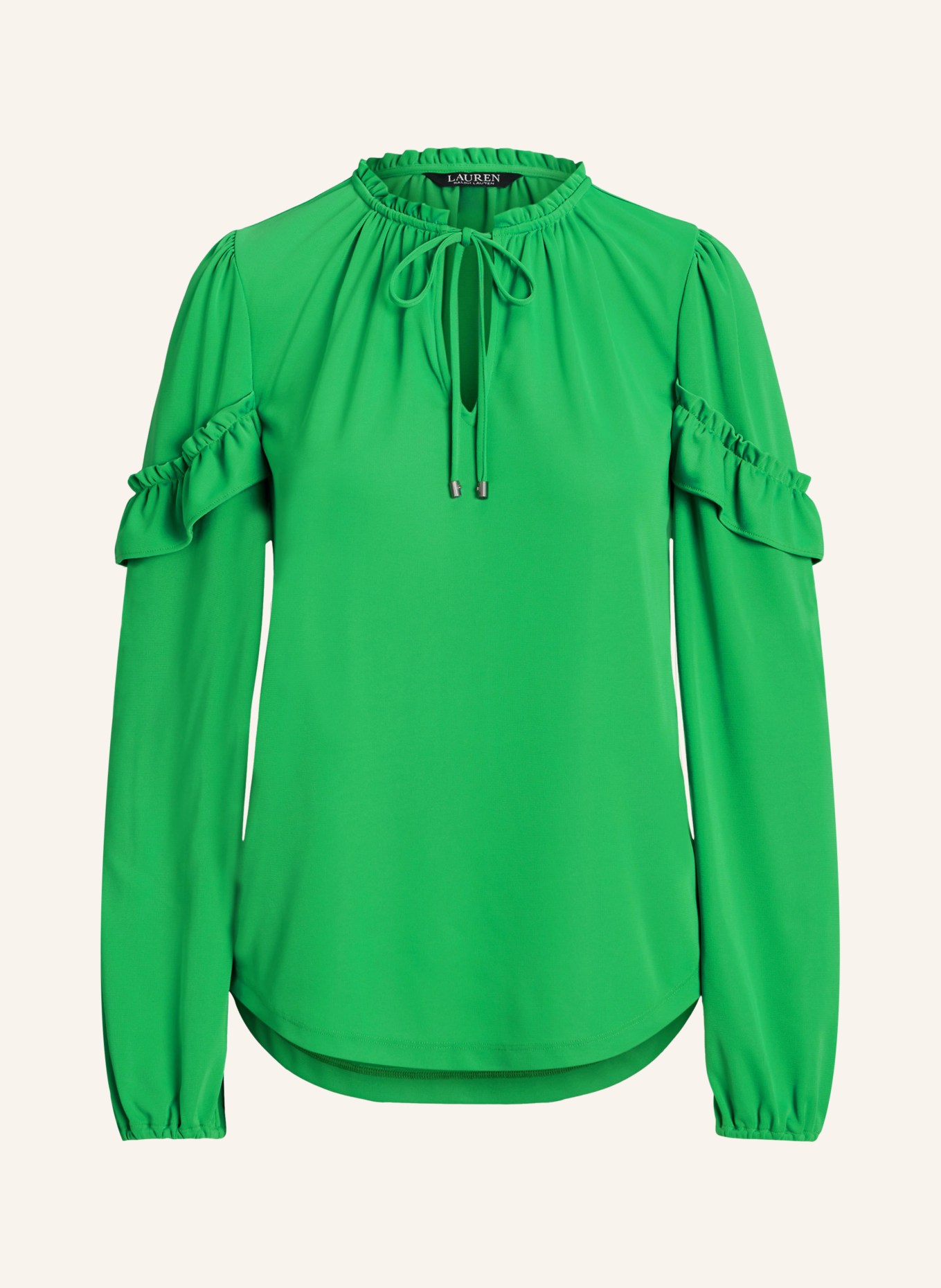 LAUREN RALPH LAUREN Shirt blouse in jersey with ruffles, Color: NEON GREEN (Image 1)