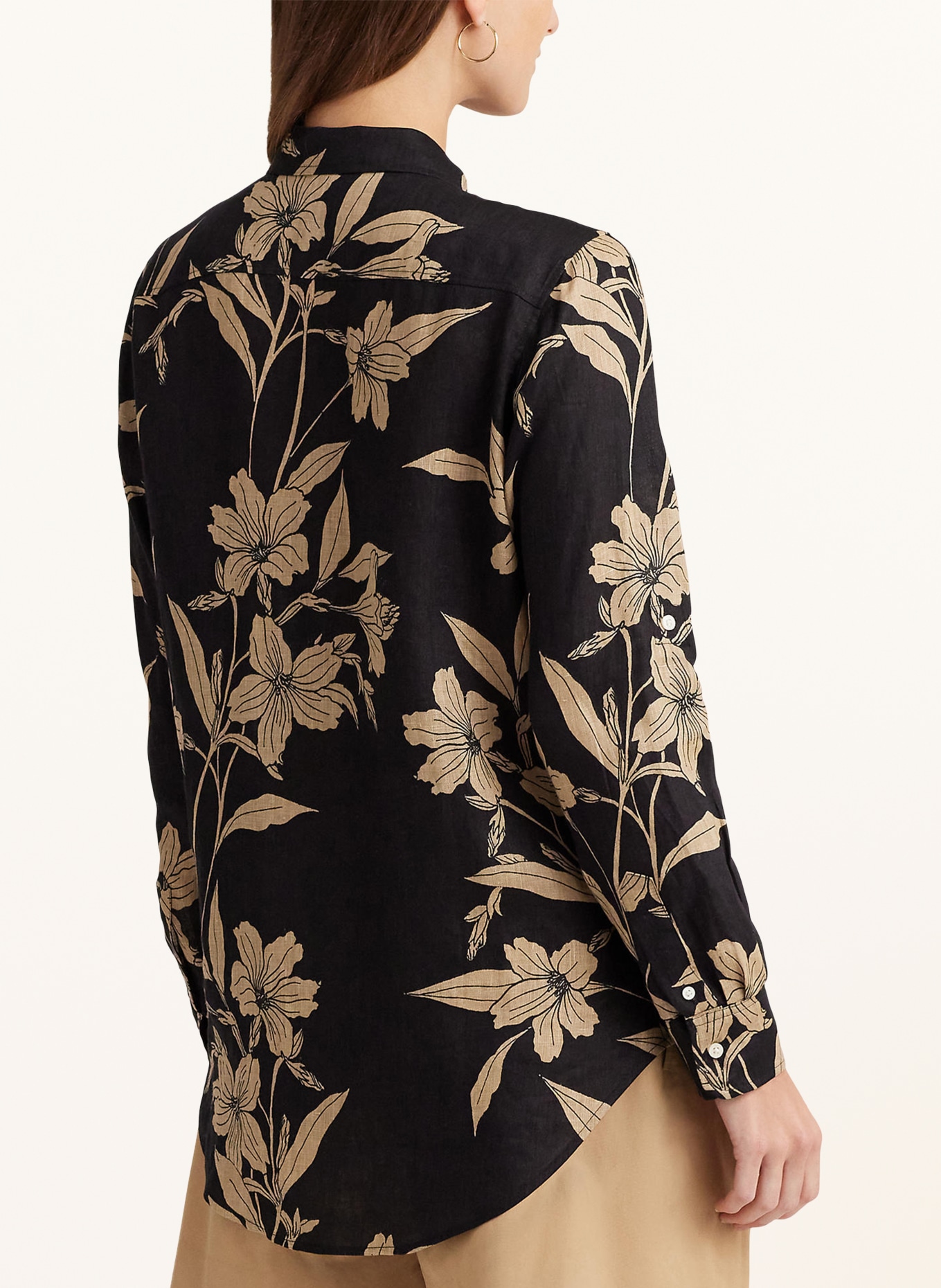 LAUREN RALPH LAUREN Shirt blouse made of linen, Color: BLACK/ BEIGE (Image 3)
