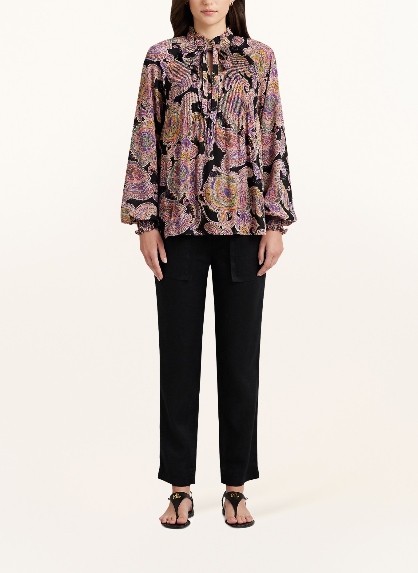 LAUREN RALPH LAUREN Shirt blouse with pleats, Color: PINK/ GREEN/ BLACK (Image 2)