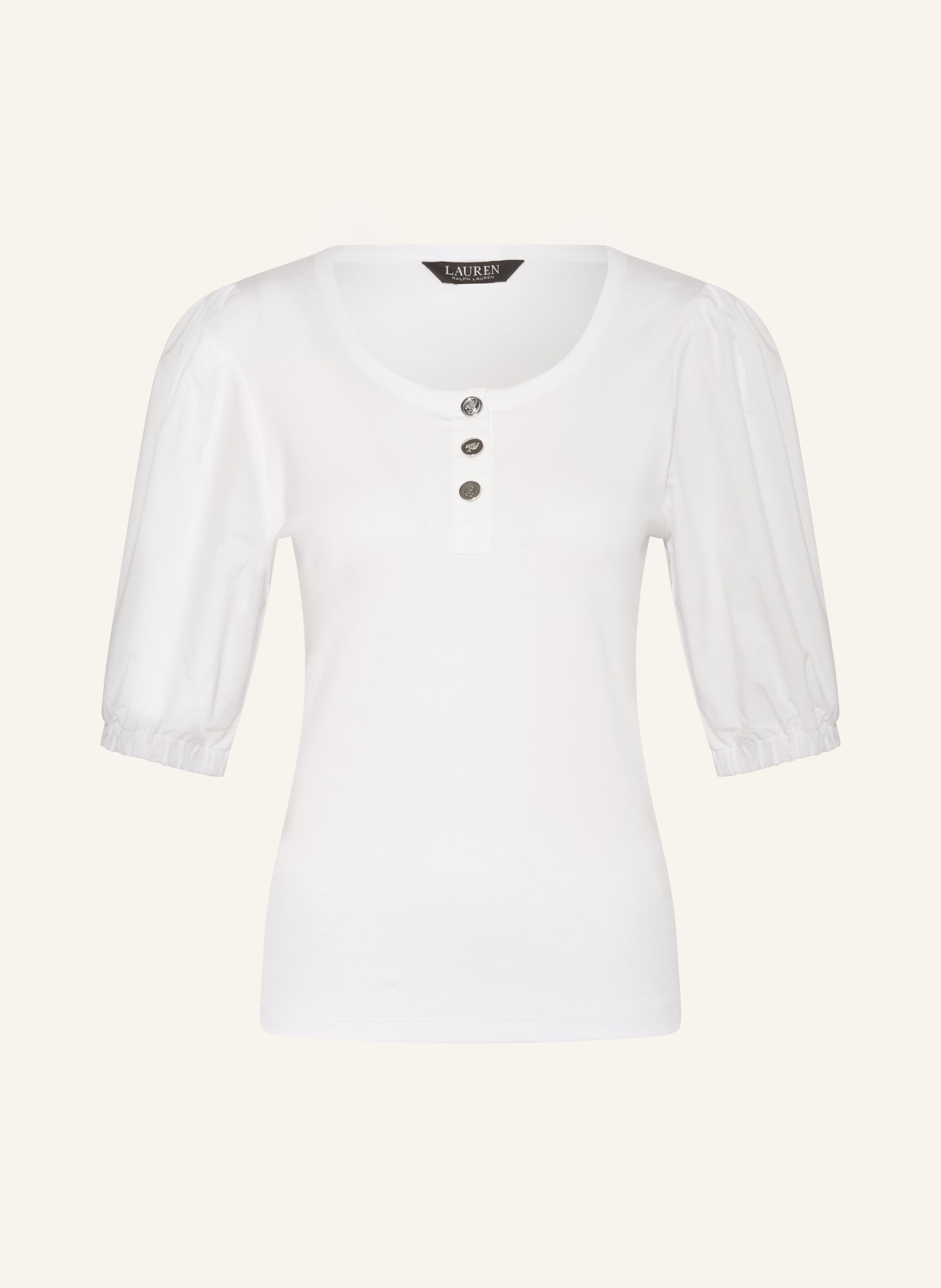 LAUREN RALPH LAUREN T-shirt in mixed materials, Color: WHITE (Image 1)