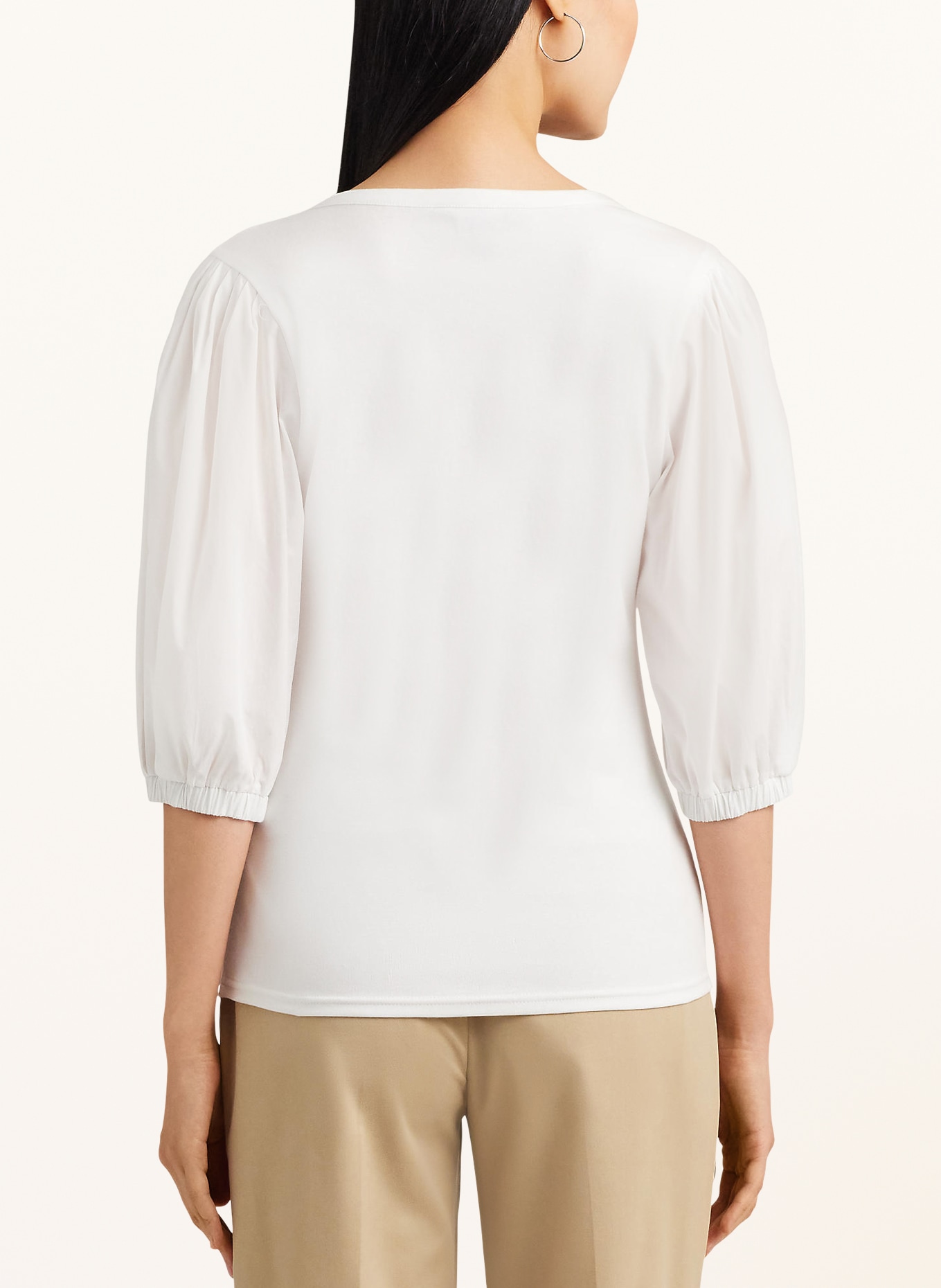 LAUREN RALPH LAUREN T-shirt in mixed materials, Color: WHITE (Image 3)