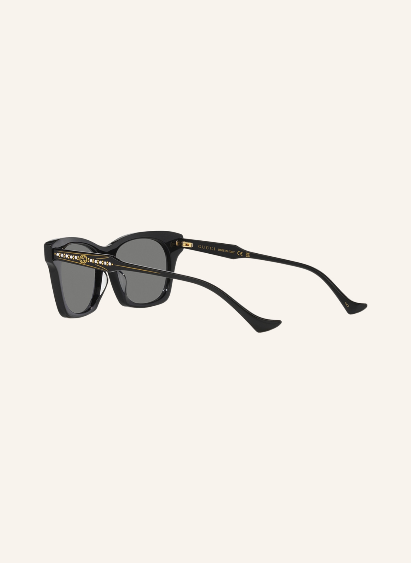 GUCCI Sunglasses GC002071 with decorative gems, Color: 1100L1 - BLACK/ GRAY (Image 4)