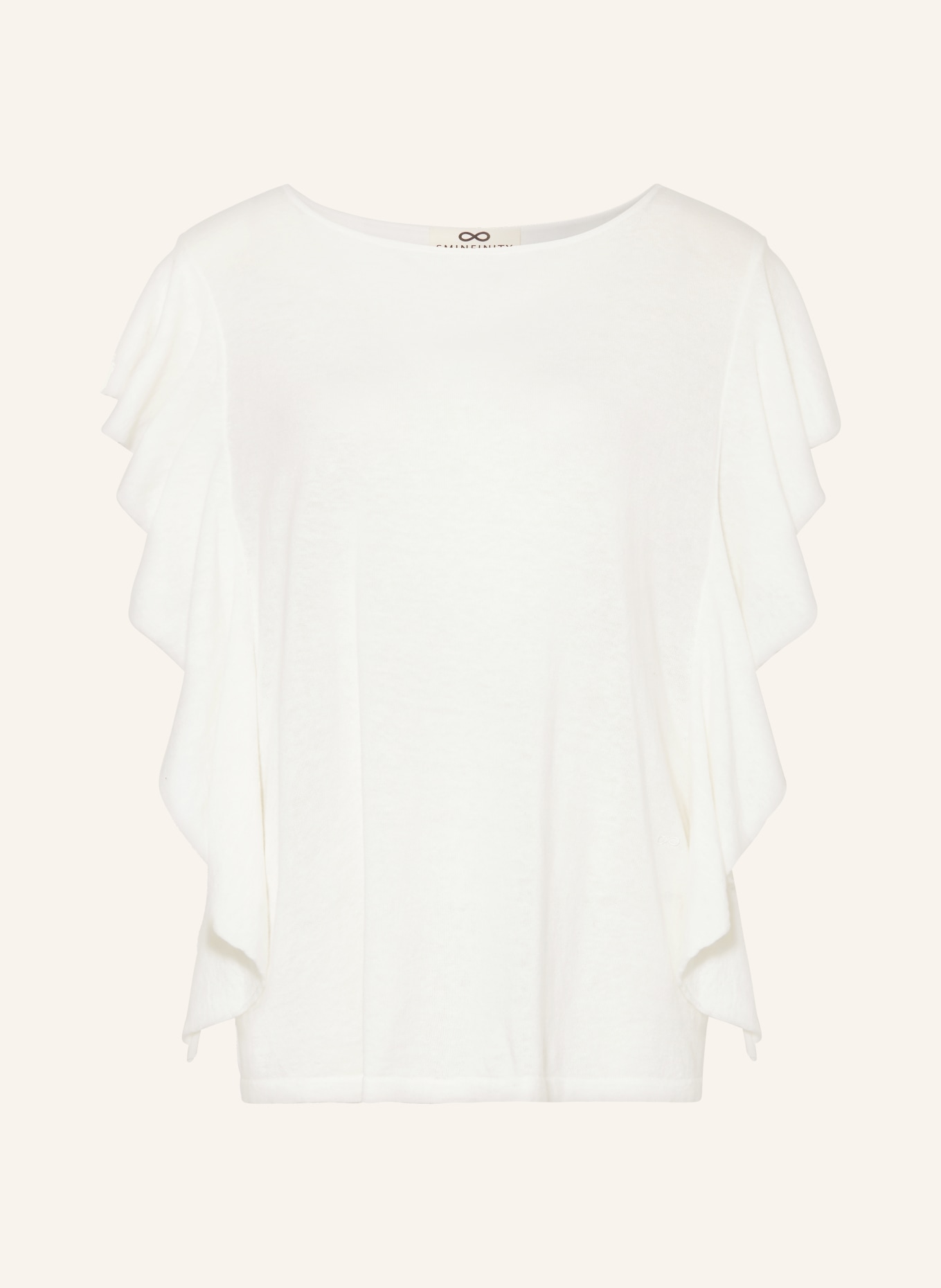 SMINFINITY Dzianinowa koszulka z dodatkiem lnu, Kolor: KREMOWY (Obrazek 1)
