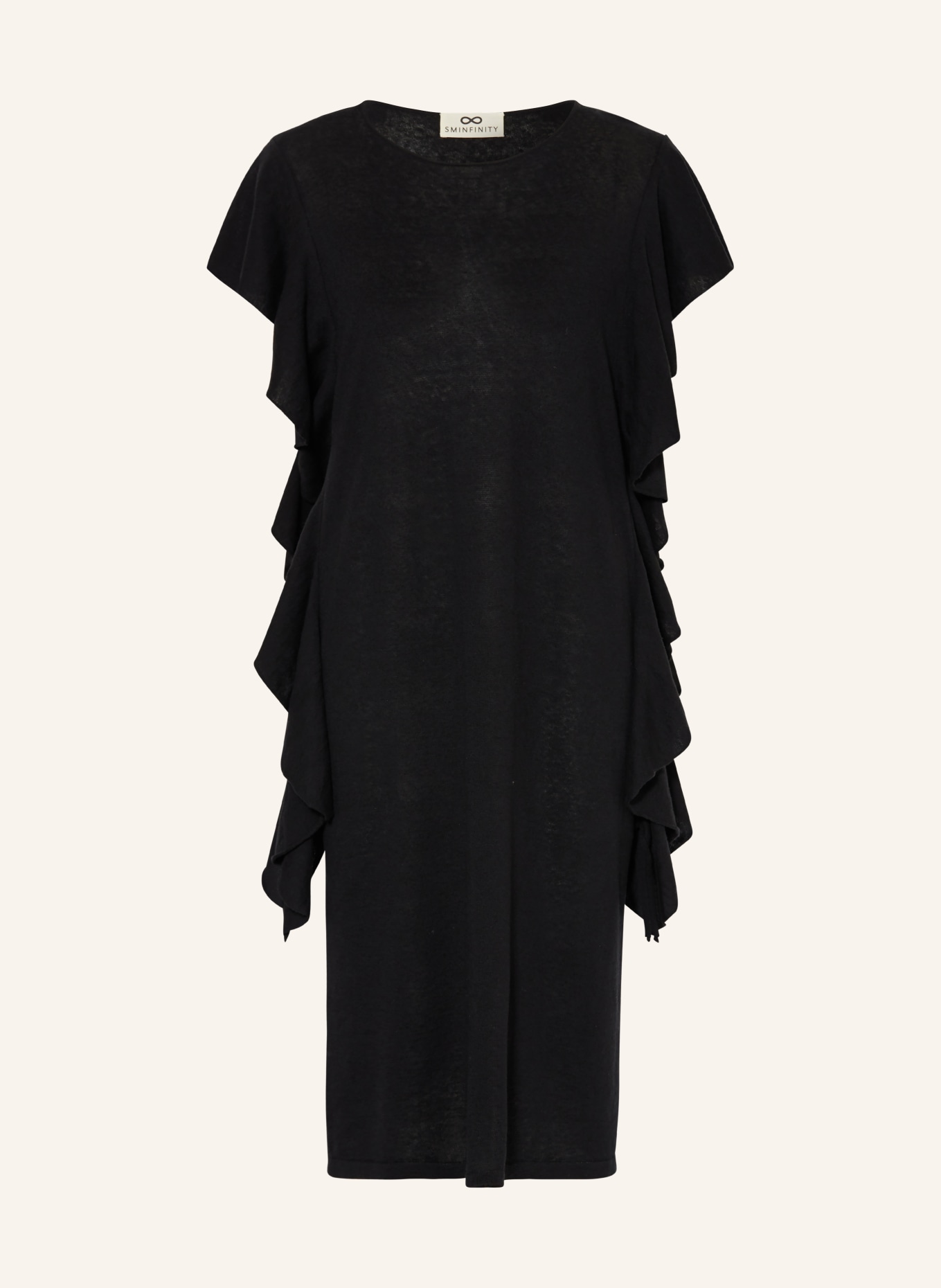 SMINFINITY Dzianinowa sukienka z dodatkiem lnu, Kolor: CZARNY (Obrazek 1)