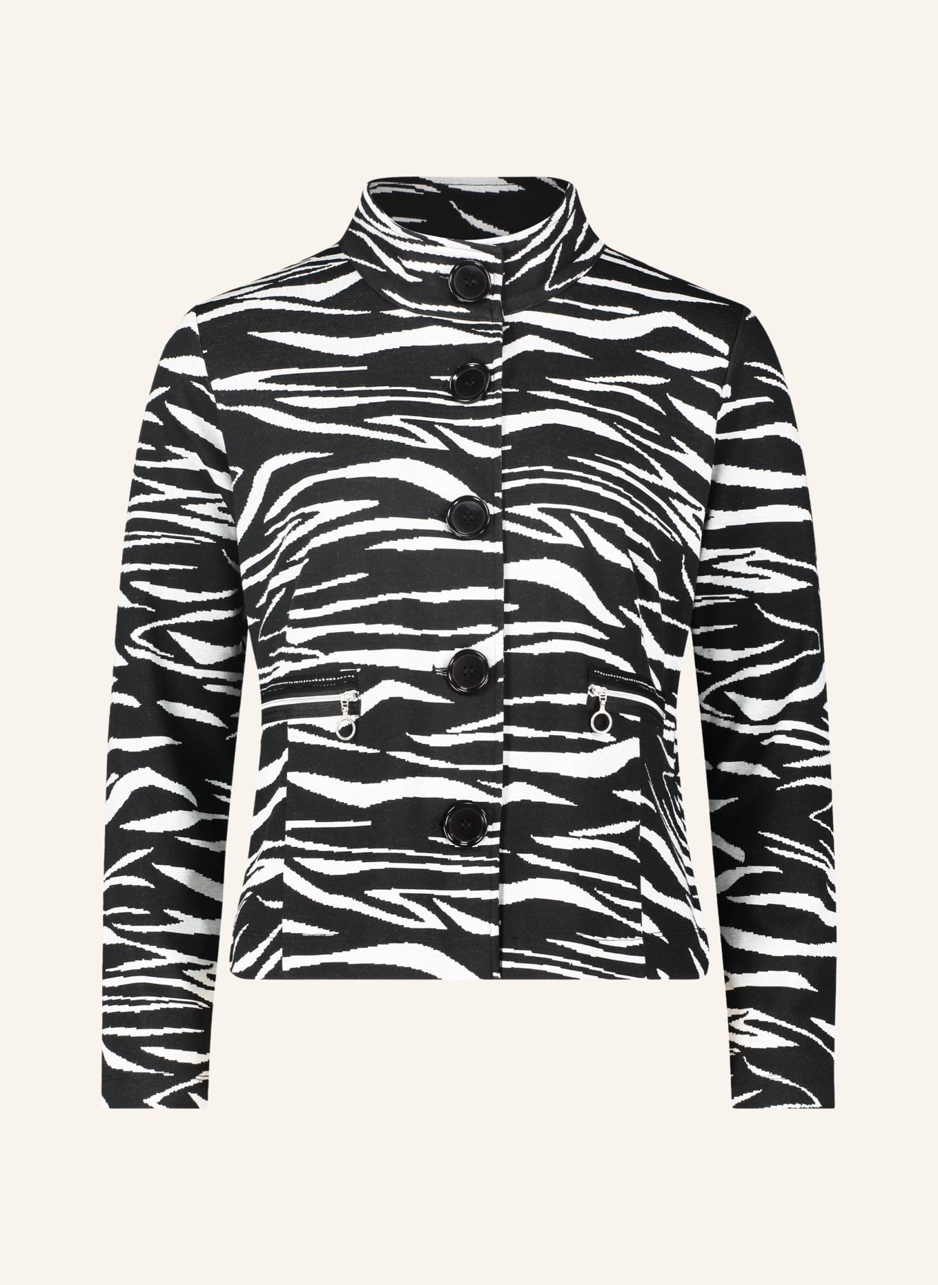 Betty Barclay Jersey jacket with decorative gems, Color: BLACK/ WHITE (Image 1)
