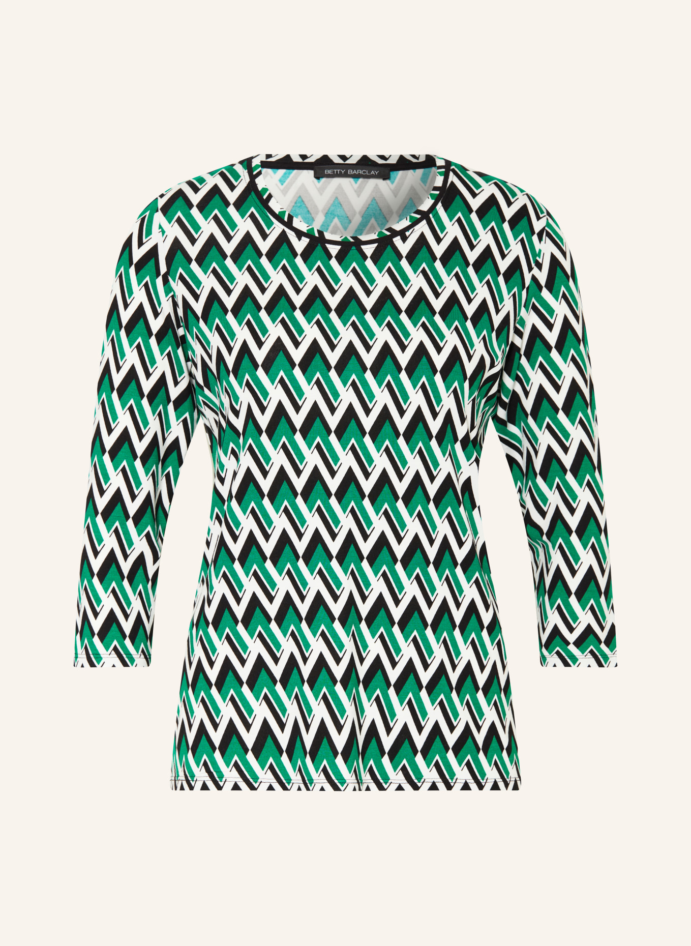 Betty Barclay Shirt with 3/4 sleeves, Color: GREEN/ WHITE/ BLACK (Image 1)