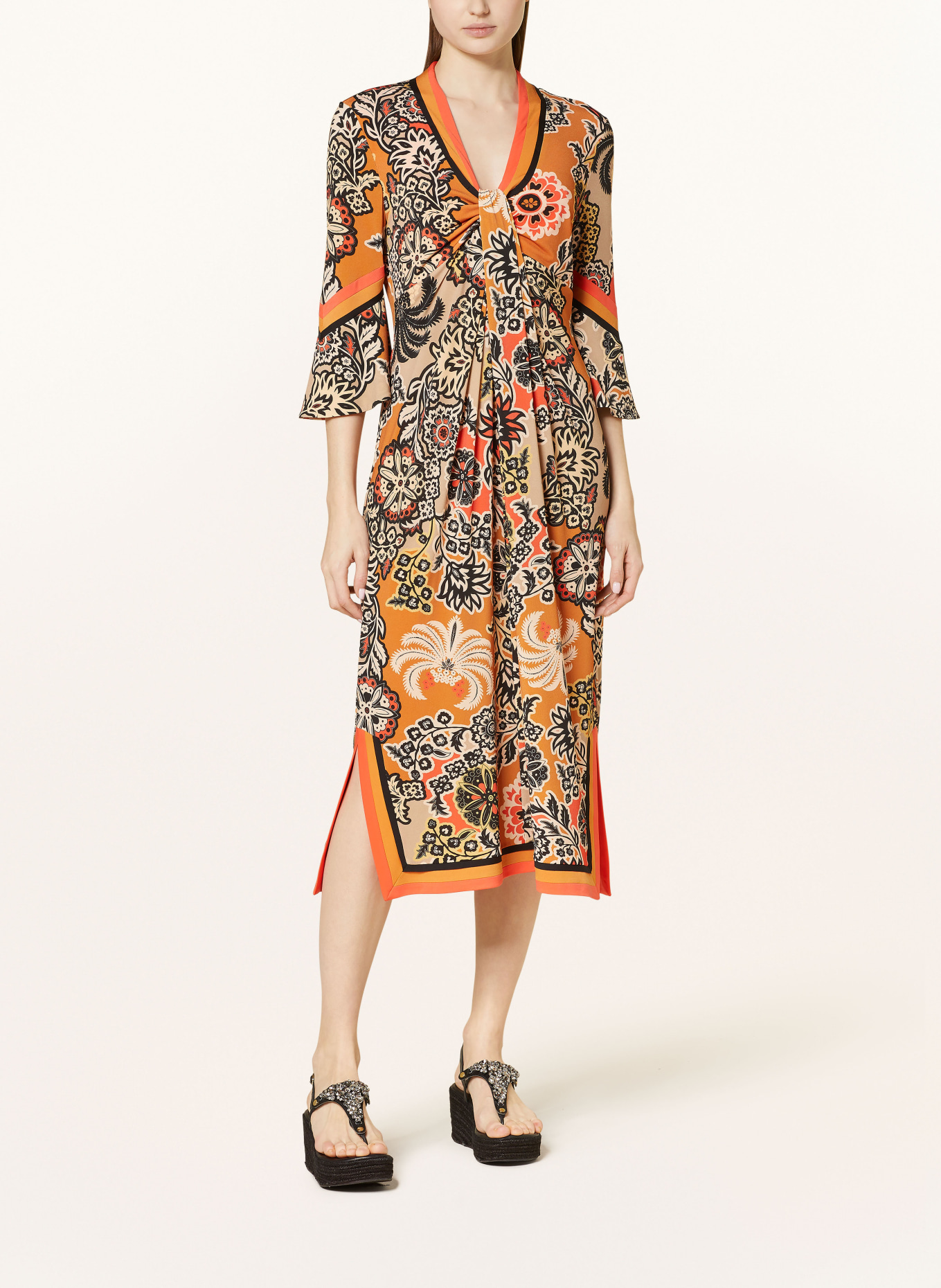 MARC CAIN Jersey dress with 3/4 sleeves, Color: 447 bright ochre (Image 2)