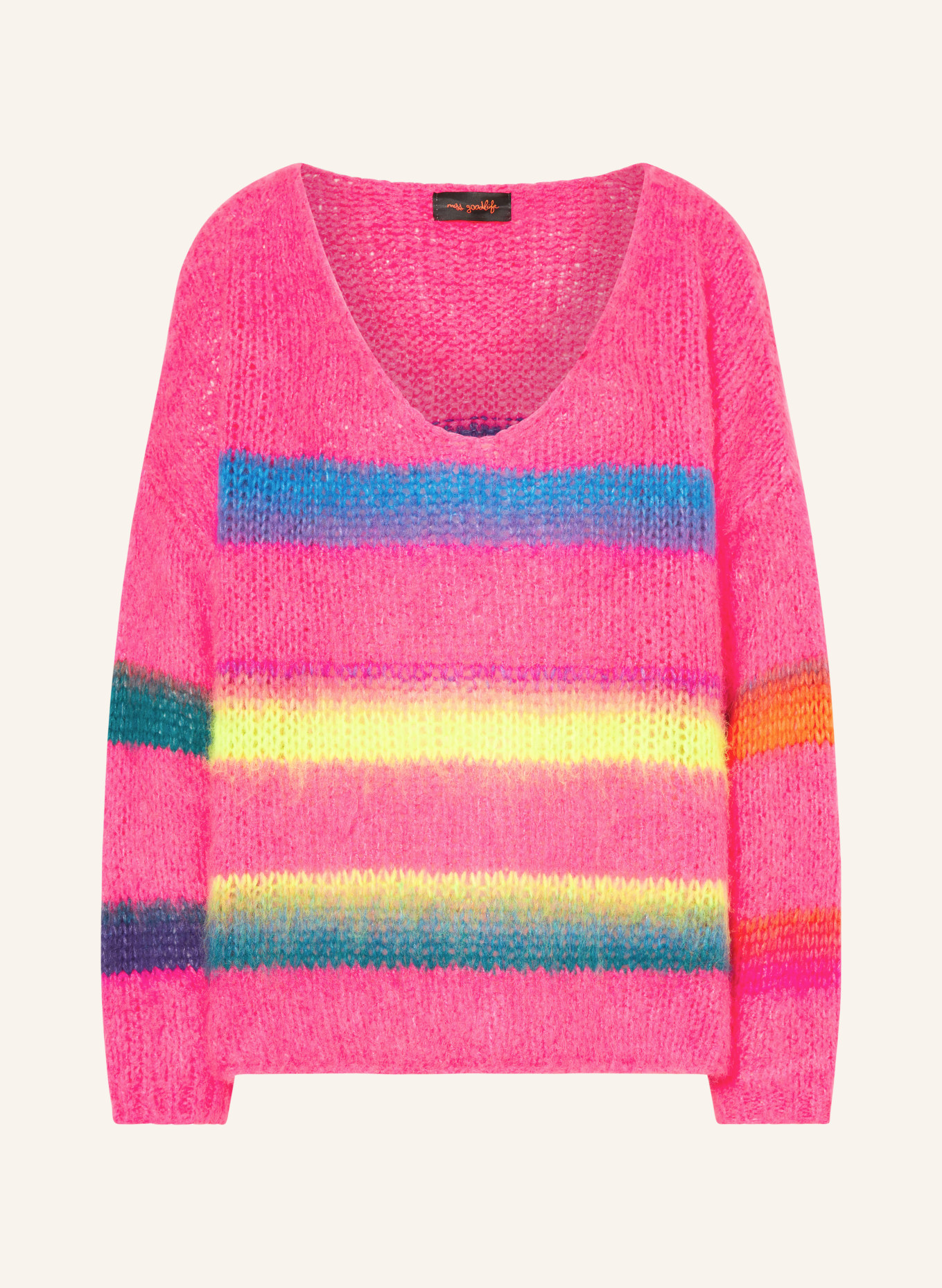 miss goodlife Oversized sweater, Color: PINK/ NEON YELLOW/ BLUE (Image 1)