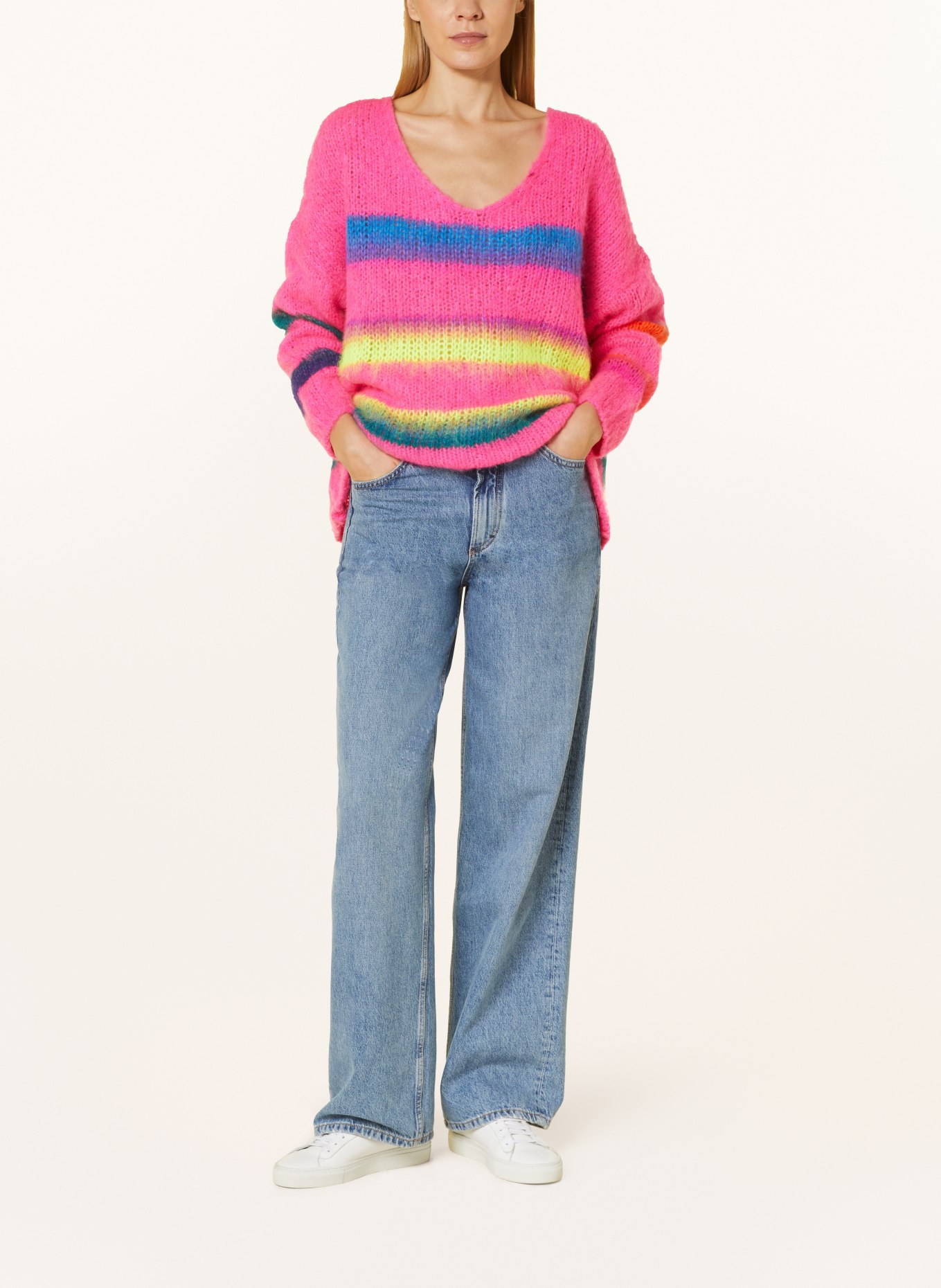 miss goodlife Oversized sweater, Color: PINK/ NEON YELLOW/ BLUE (Image 2)
