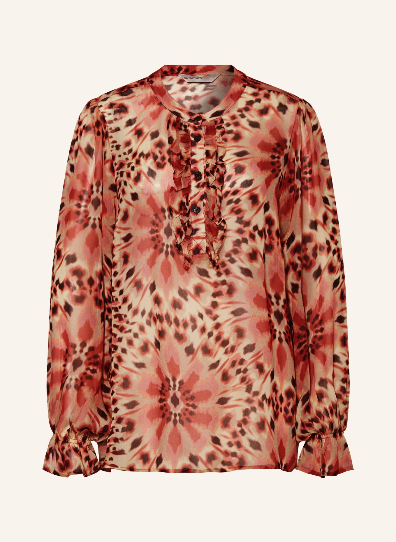 summum woman Shirt blouse with ruffles, Color: LIGHT BROWN/ PINK (Image 1)