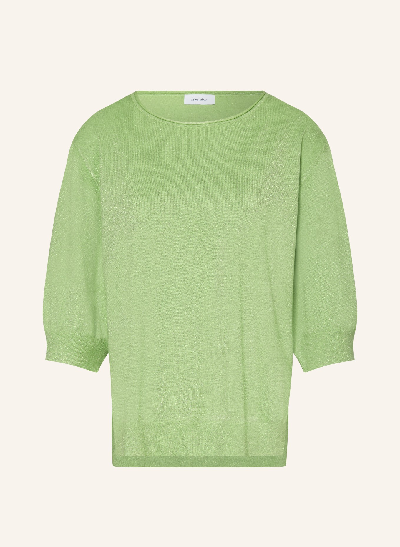 darling harbour Sweater with 3/4 sleeves and glitter thread, Color: LIGHT GREEN (Image 1)