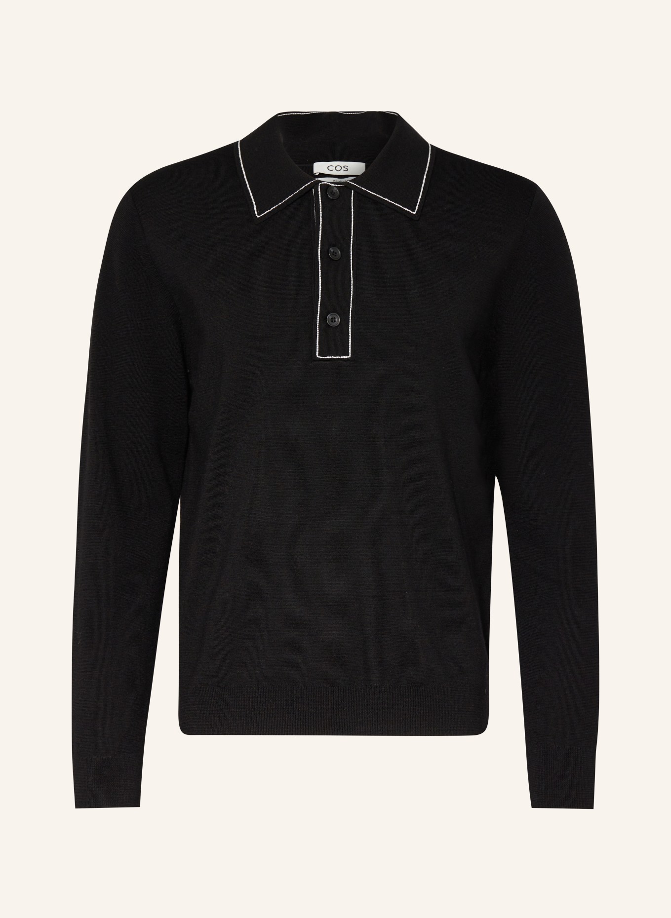 COS Knitted polo shirt, Color: BLACK (Image 1)