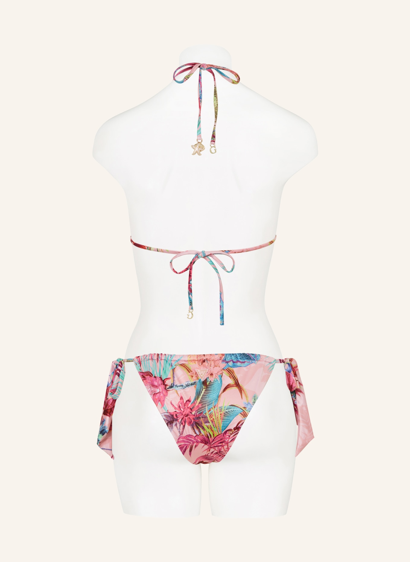 GUESS Triangle bikini top, Color: PINK/ PINK/ TEAL (Image 3)