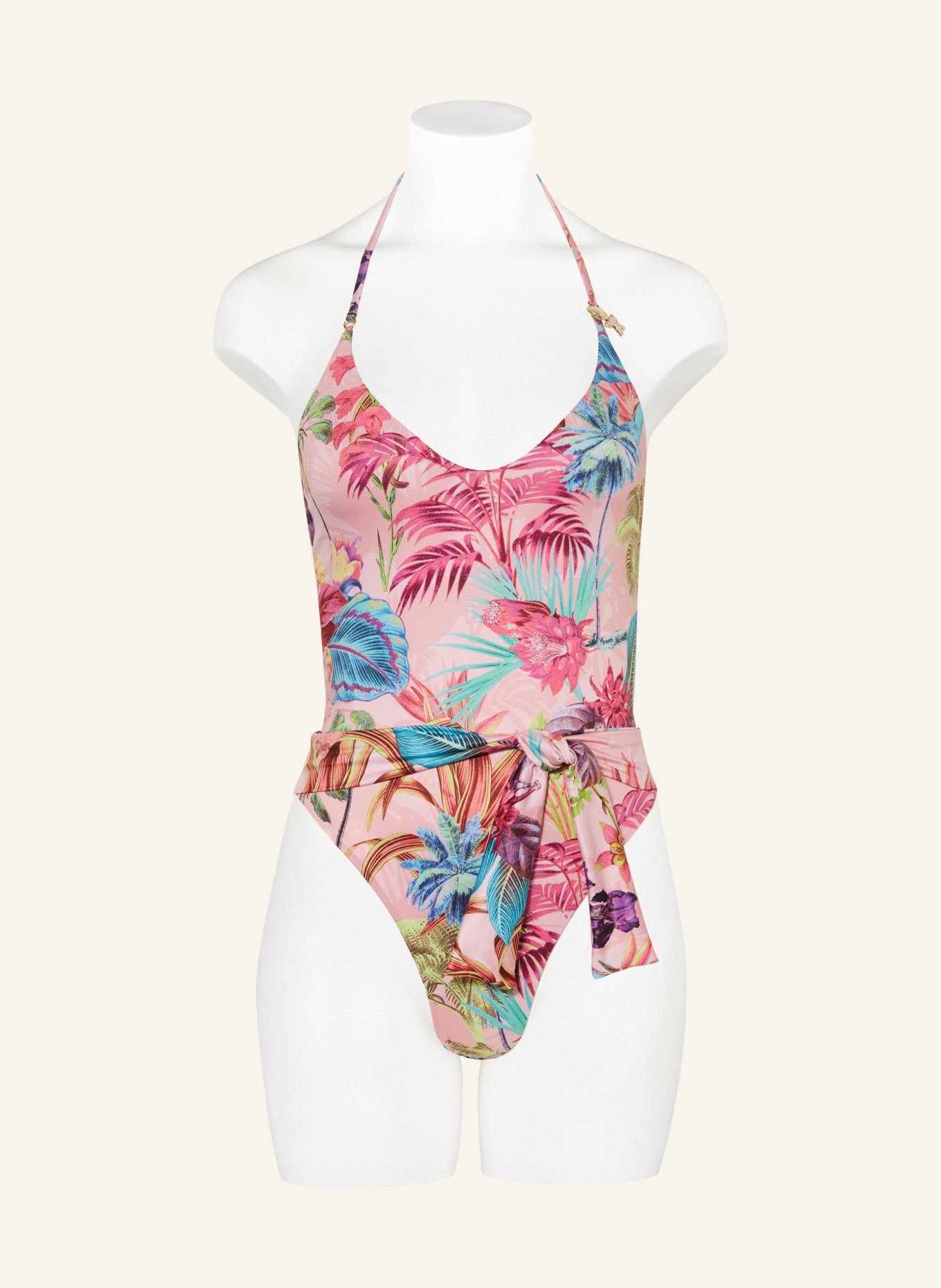 GUESS Halter neck swimsuit, Color: PINK/ PINK/ TEAL (Image 2)