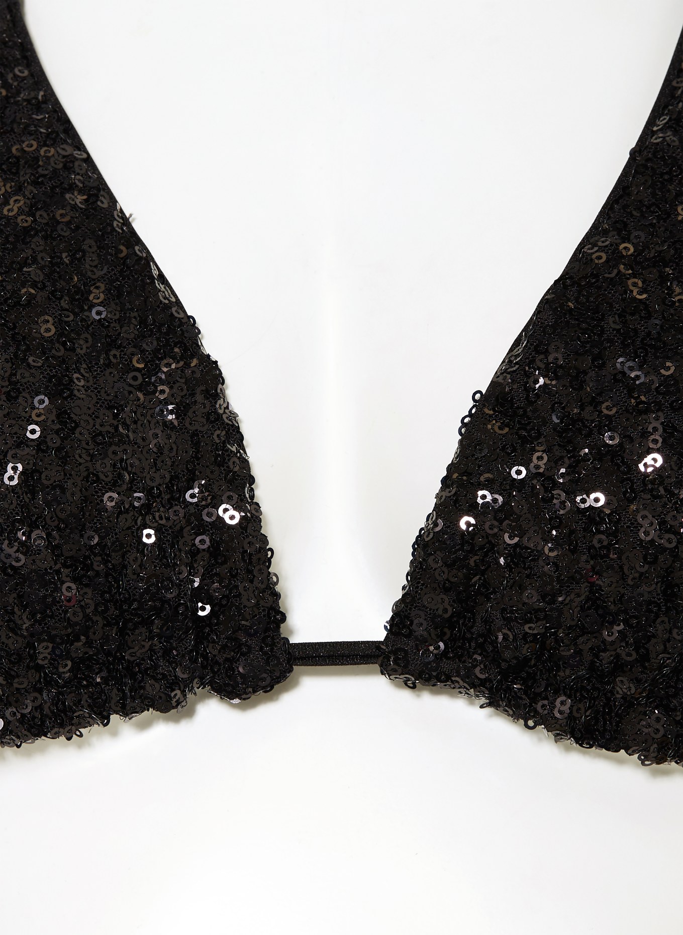 GUESS Triangle bikini top with sequins, Color: BLACK (Image 4)