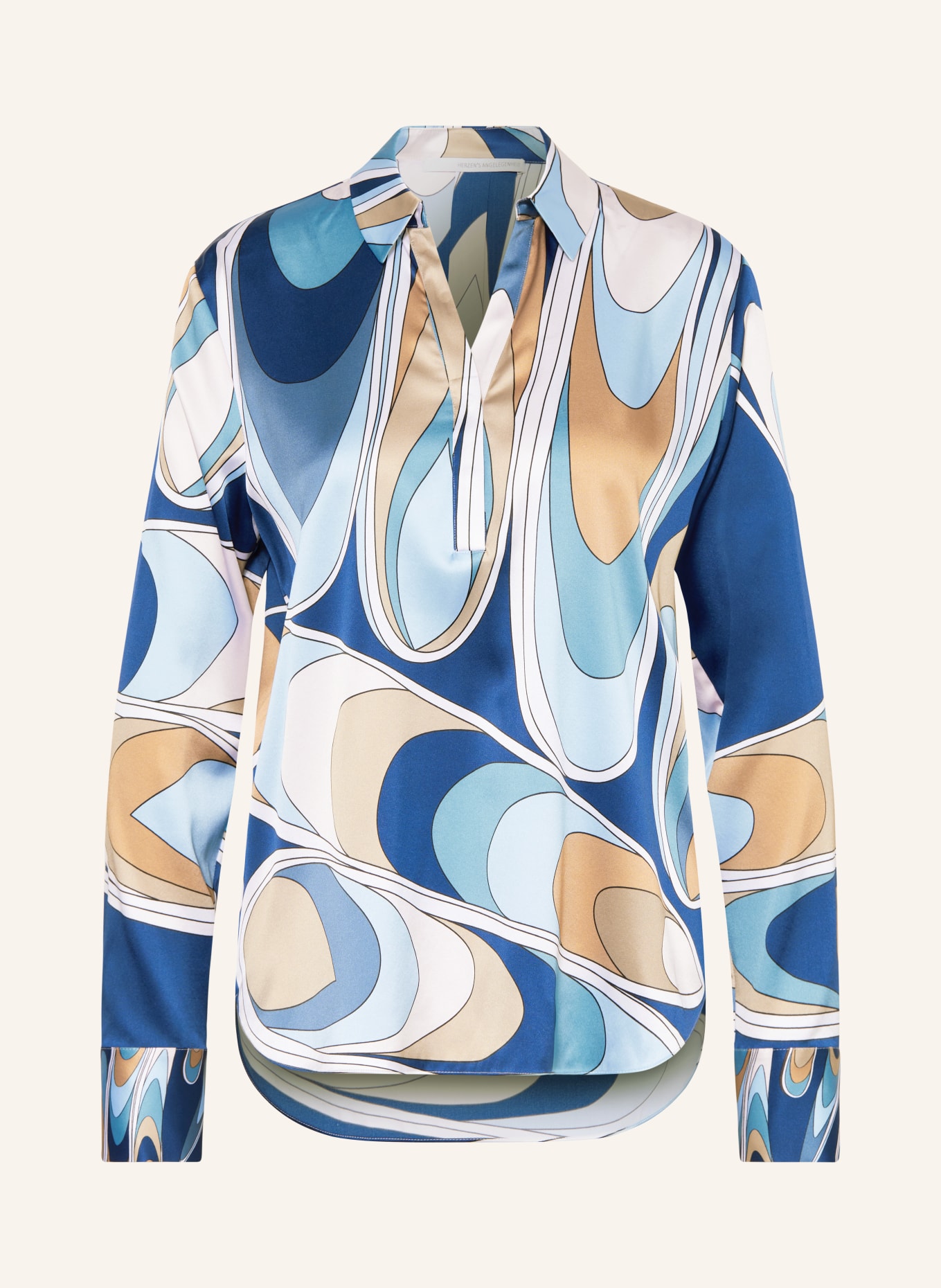 HERZEN'S ANGELEGENHEIT Shirt blouse in silk, Color: DARK BLUE/ BEIGE/ BLUE (Image 1)