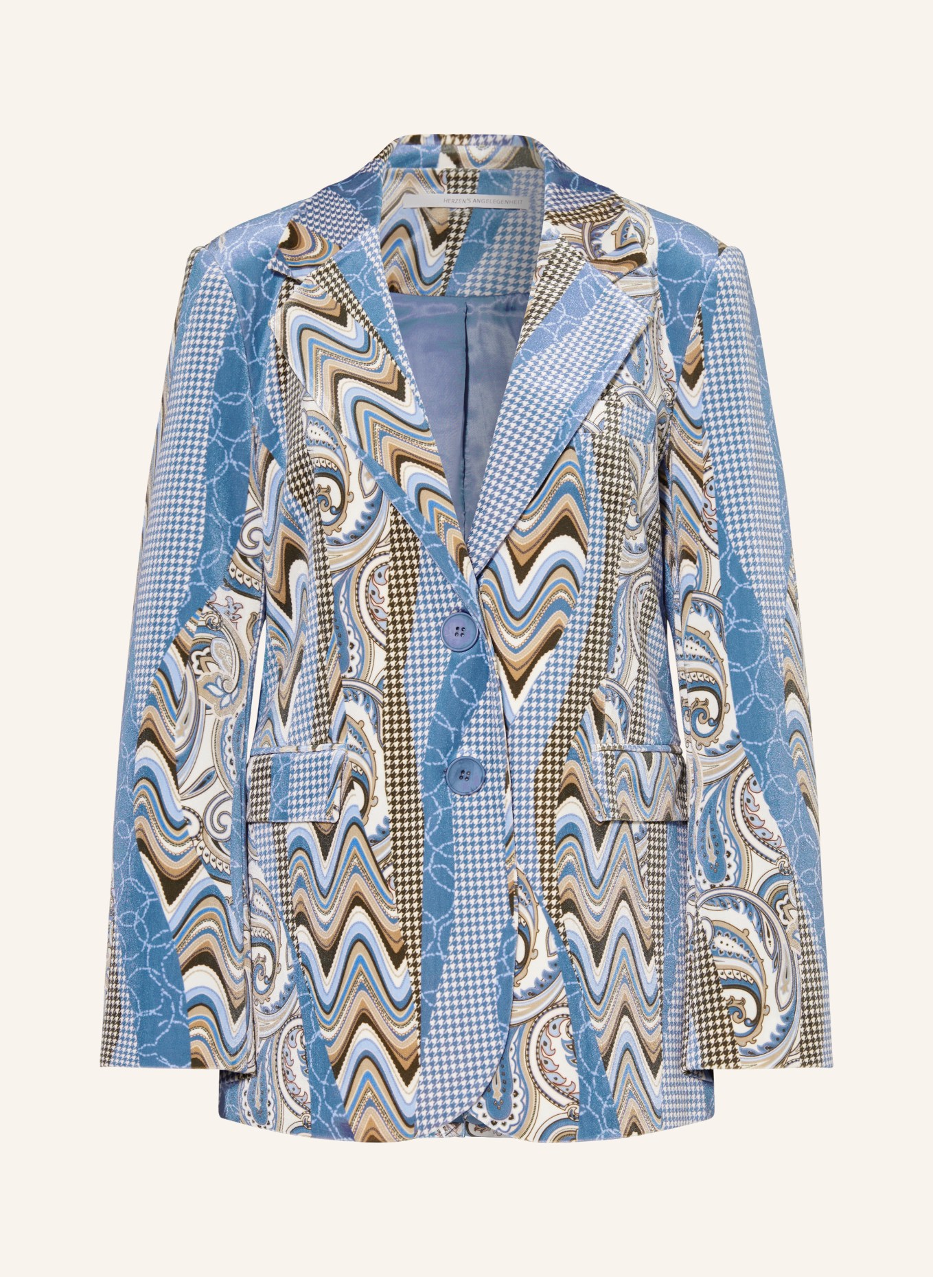 HERZEN'S ANGELEGENHEIT Velvet blazer, Color: BLUE/ WHITE (Image 1)