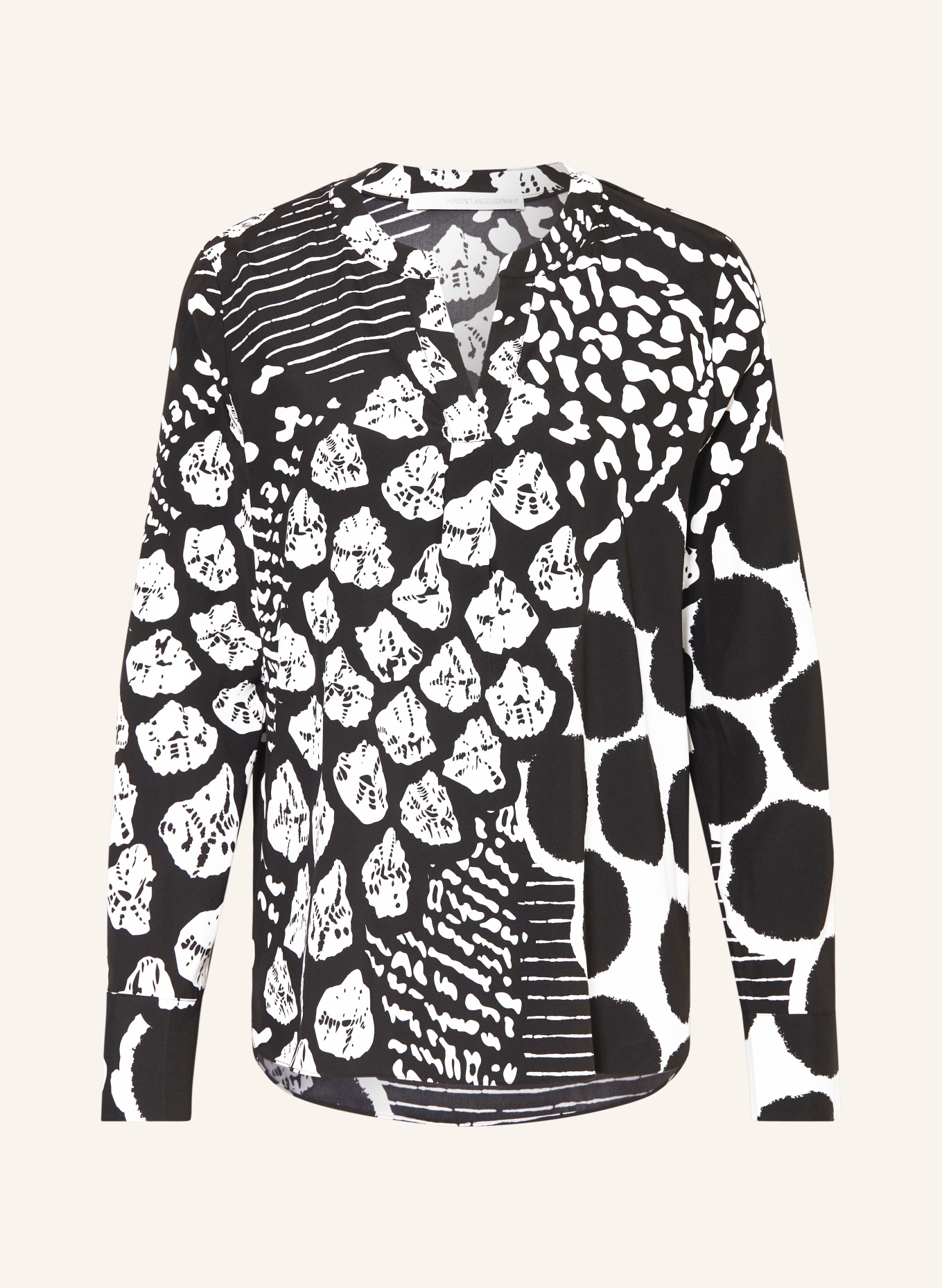 HERZEN'S ANGELEGENHEIT Shirt blouse in silk, Color: BLACK/ WHITE (Image 1)