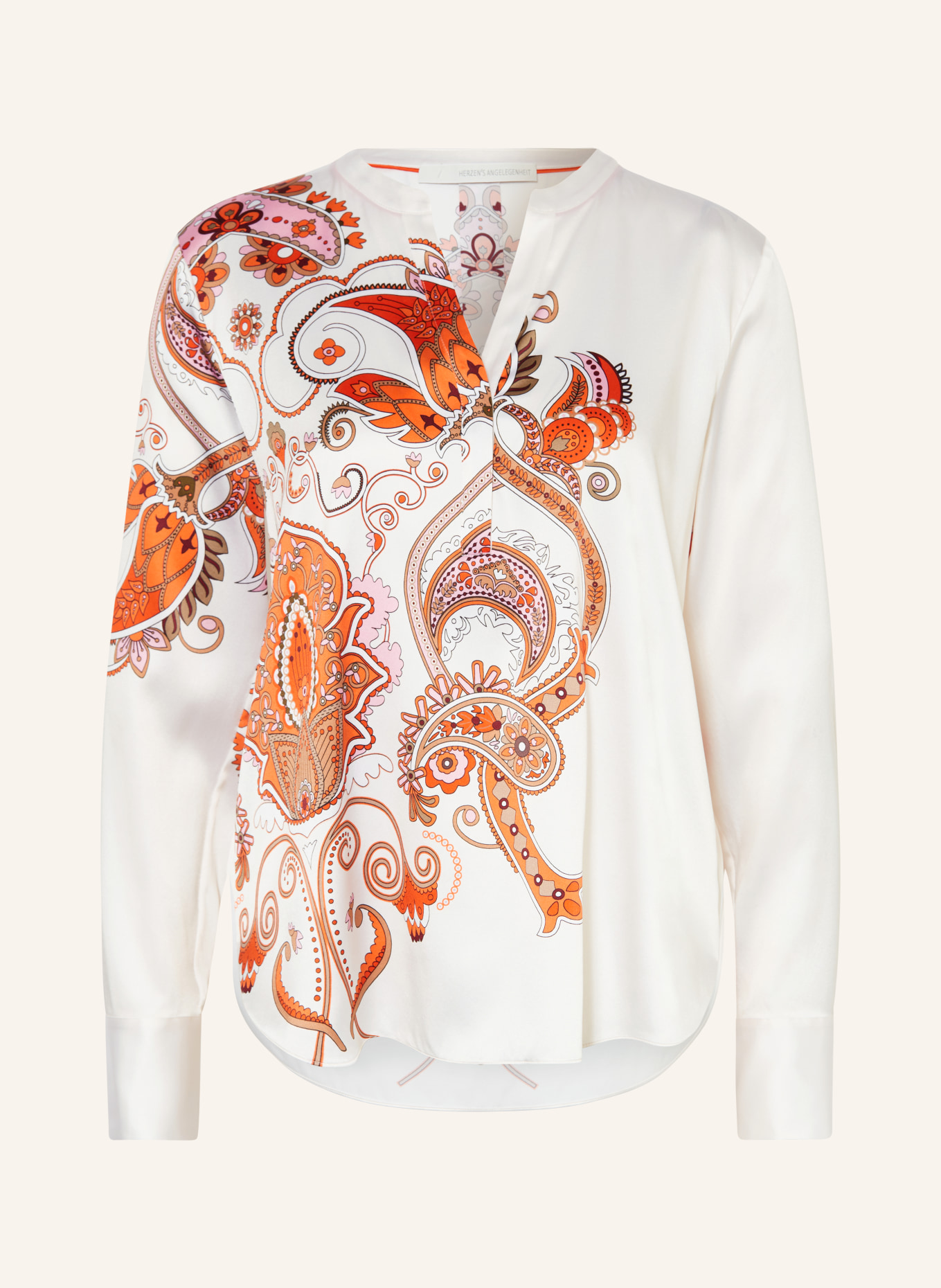 HERZEN'S ANGELEGENHEIT Shirt blouse in silk, Color: ECRU/ ORANGE/ DARK RED (Image 1)