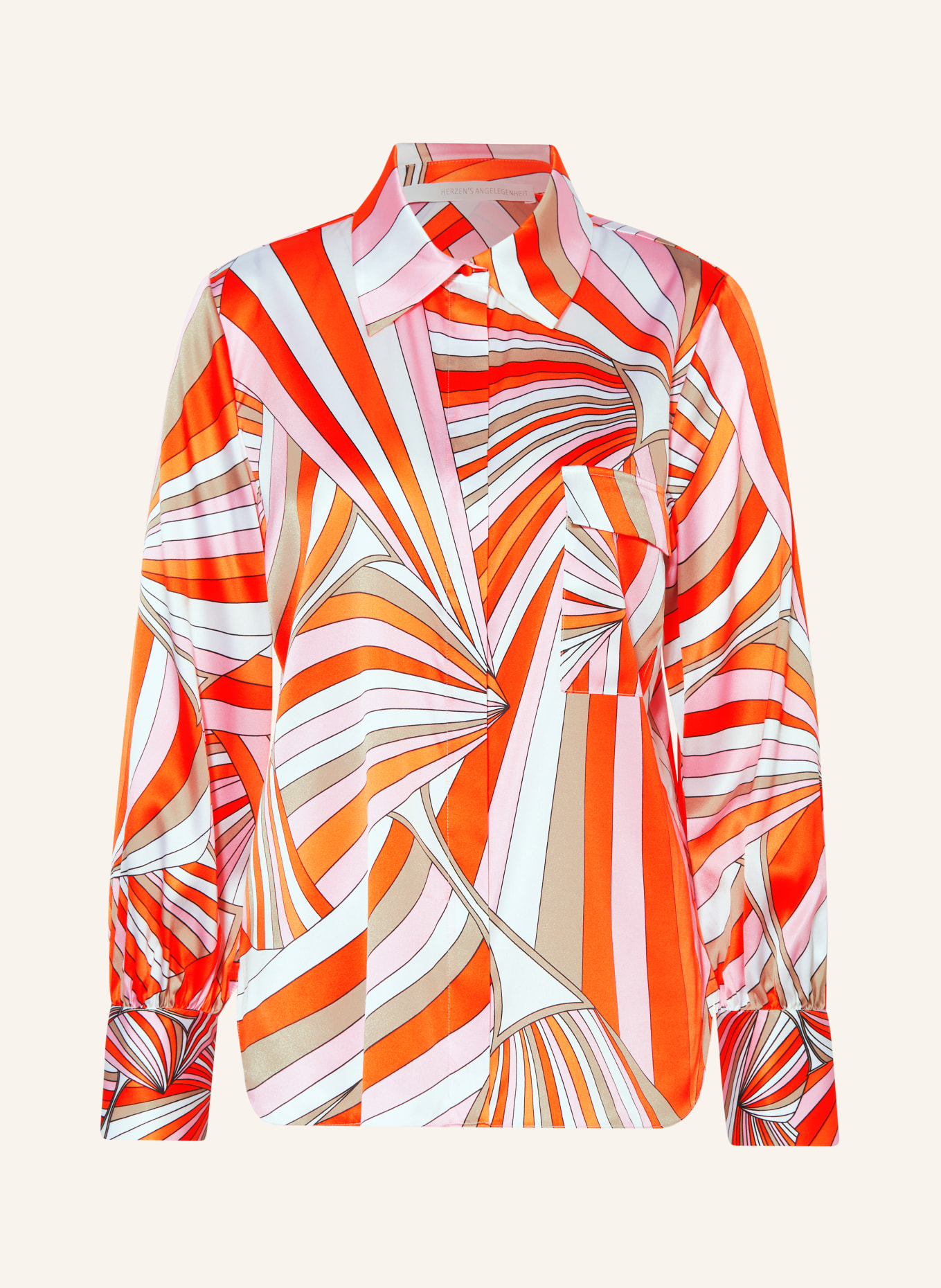 HERZEN'S ANGELEGENHEIT Shirt blouse in silk, Color: PINK/ ORANGE/ WHITE (Image 1)