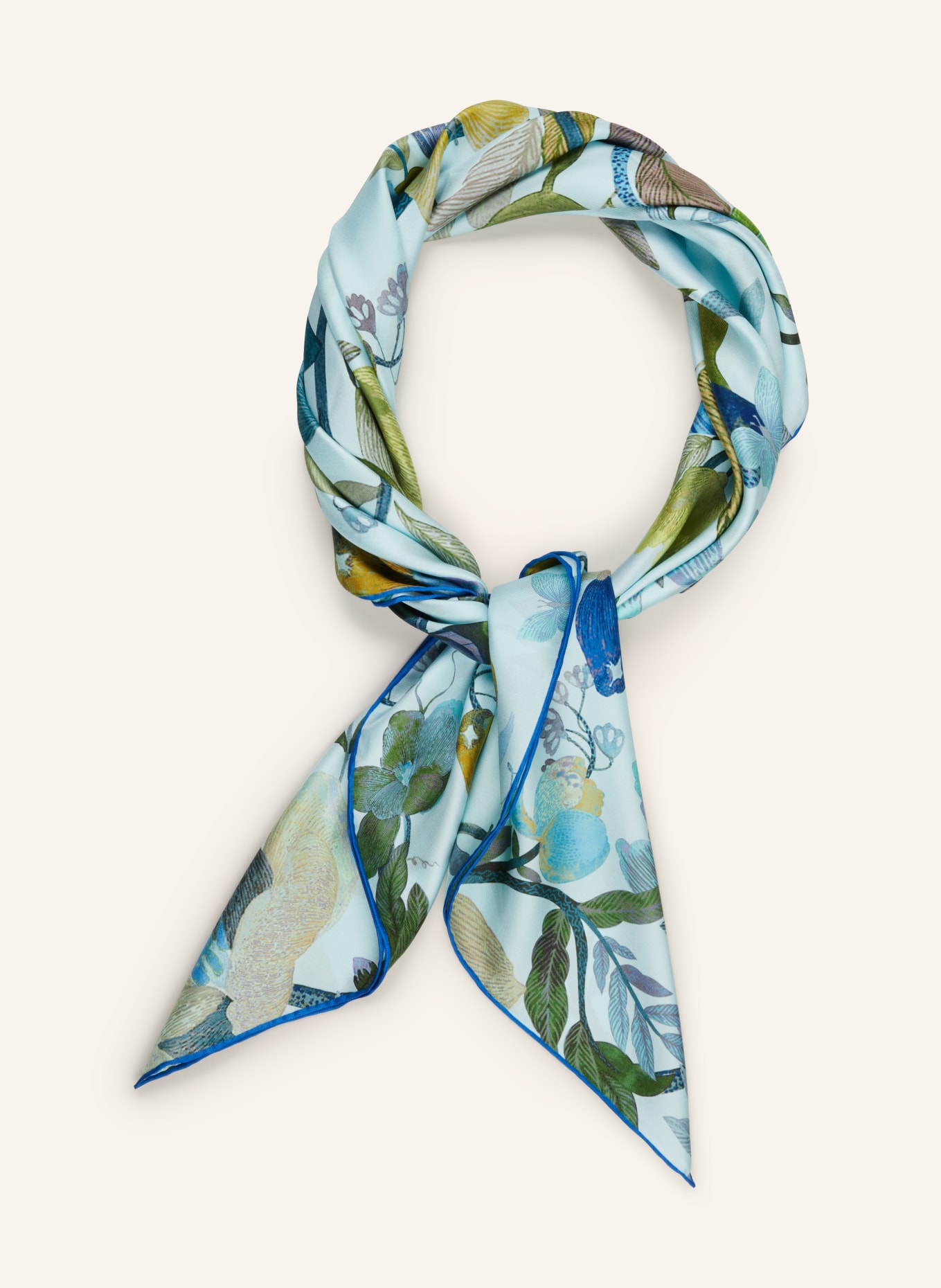 CODELLO Silk scarf, Color: LIGHT BLUE/ DARK YELLOW/ BLUE (Image 2)