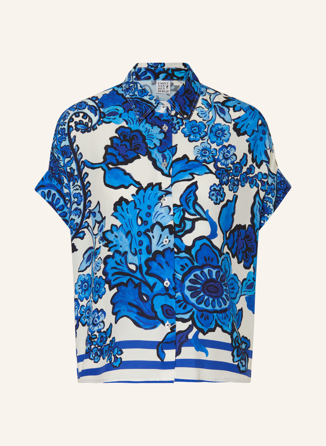 Emily VAN DEN BERGH Shirt blouse, Color: WHITE/ BLUE (Image 1)