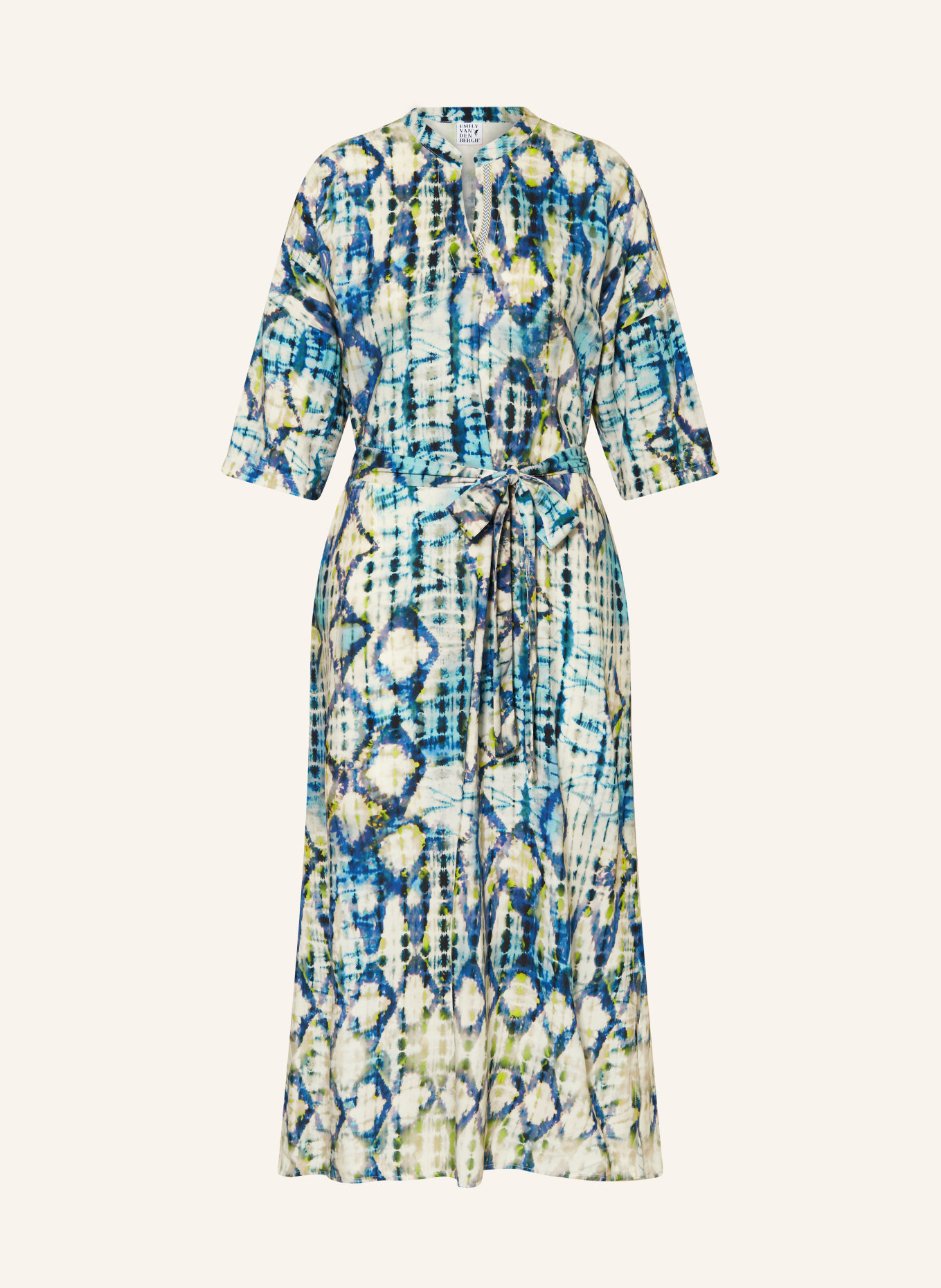 Emily VAN DEN BERGH Dress with 3/4 sleeves, Color: BLUE/ LIGHT GREEN/ WHITE (Image 1)