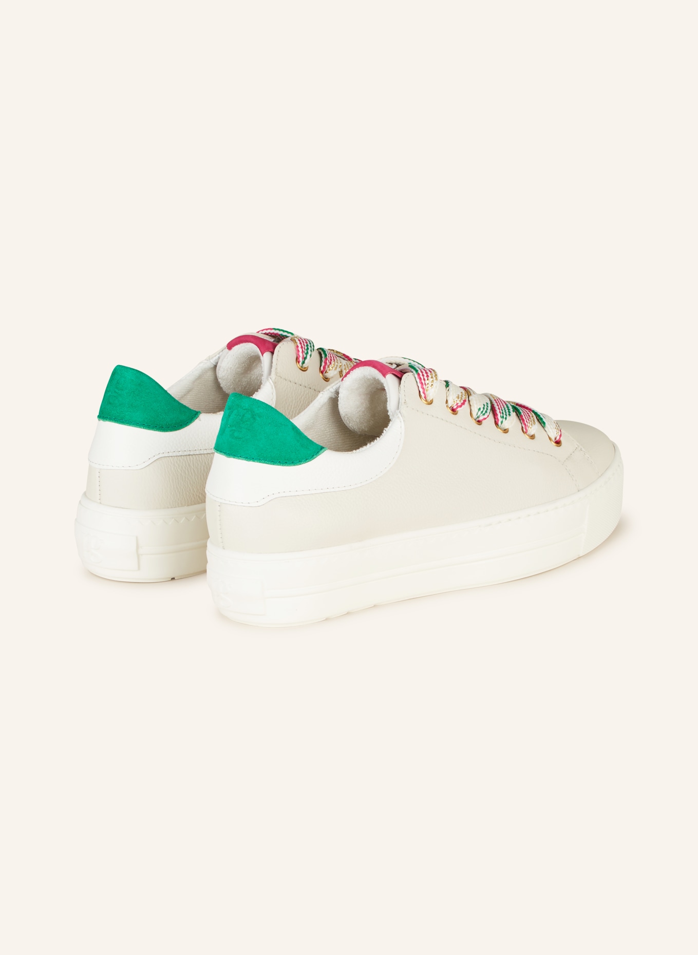 paul green Sneakers with glitter thread, Color: LIGHT GRAY/ GREEN (Image 2)