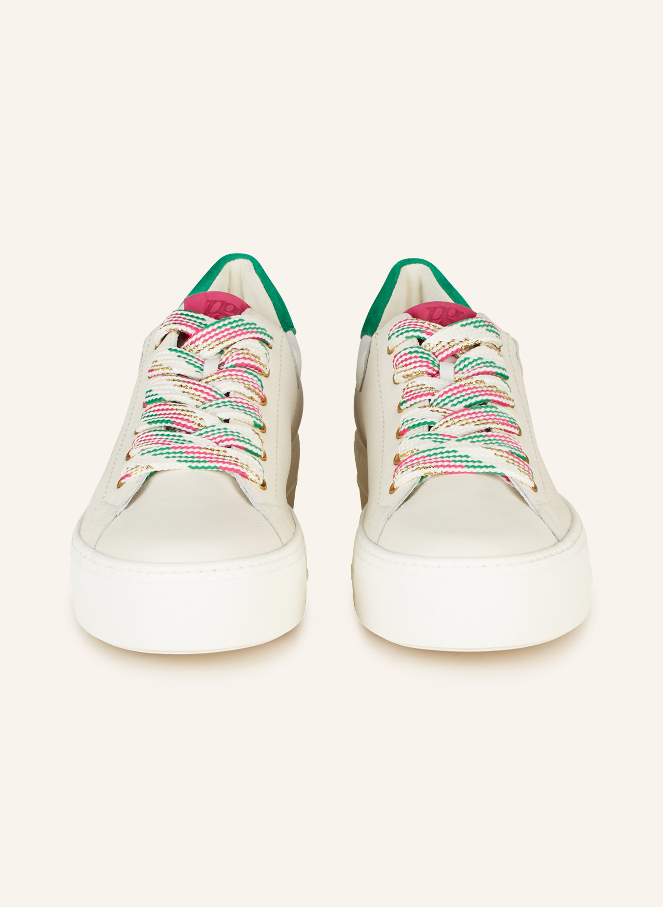 paul green Sneakers with glitter thread, Color: LIGHT GRAY/ GREEN (Image 3)