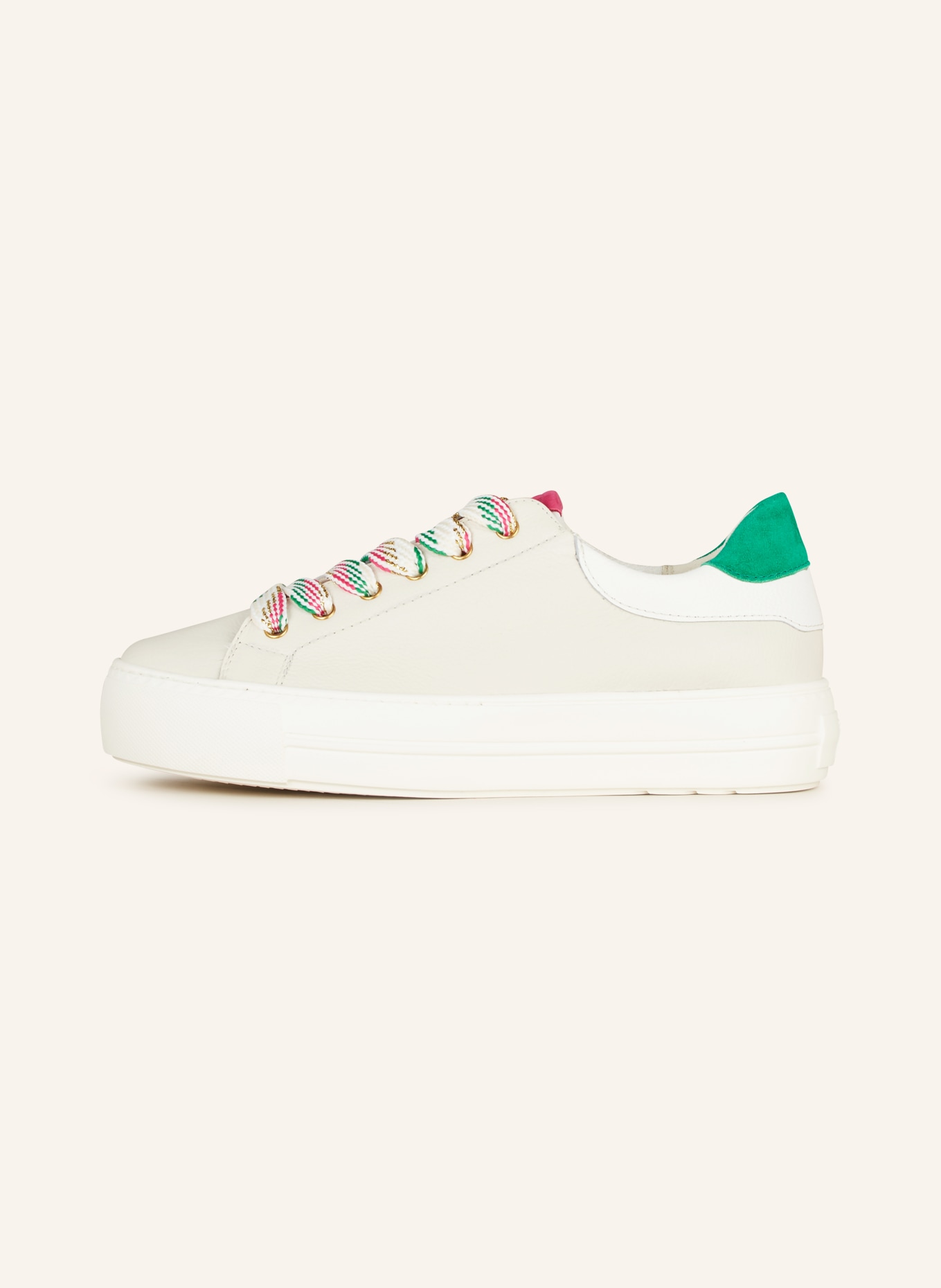 paul green Sneakers with glitter thread, Color: LIGHT GRAY/ GREEN (Image 4)