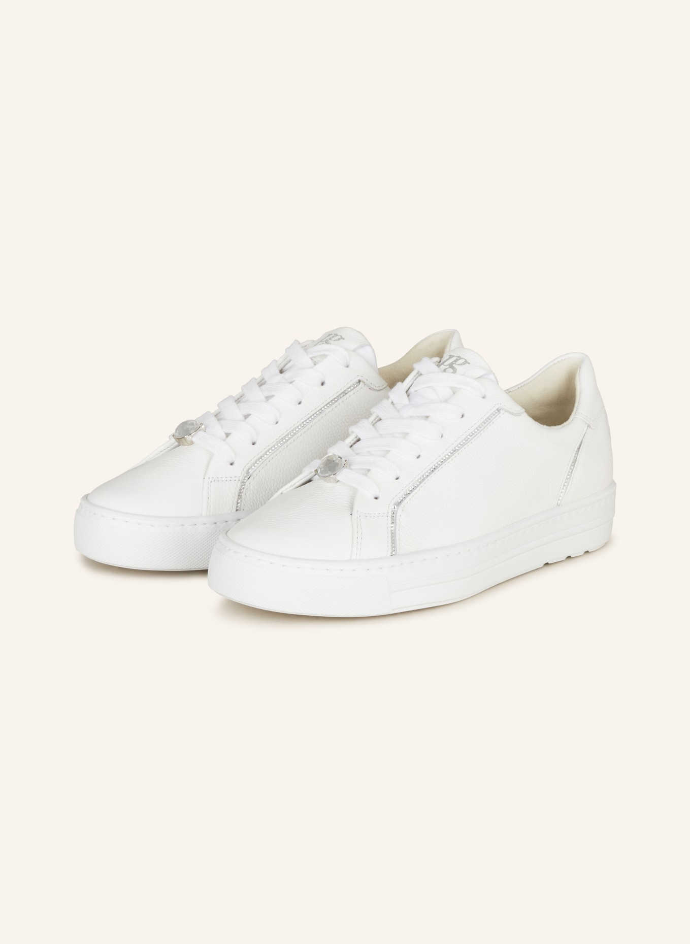 paul green Sneakers with glitter thread and decorative gems, Color: WHITE (Image 1)