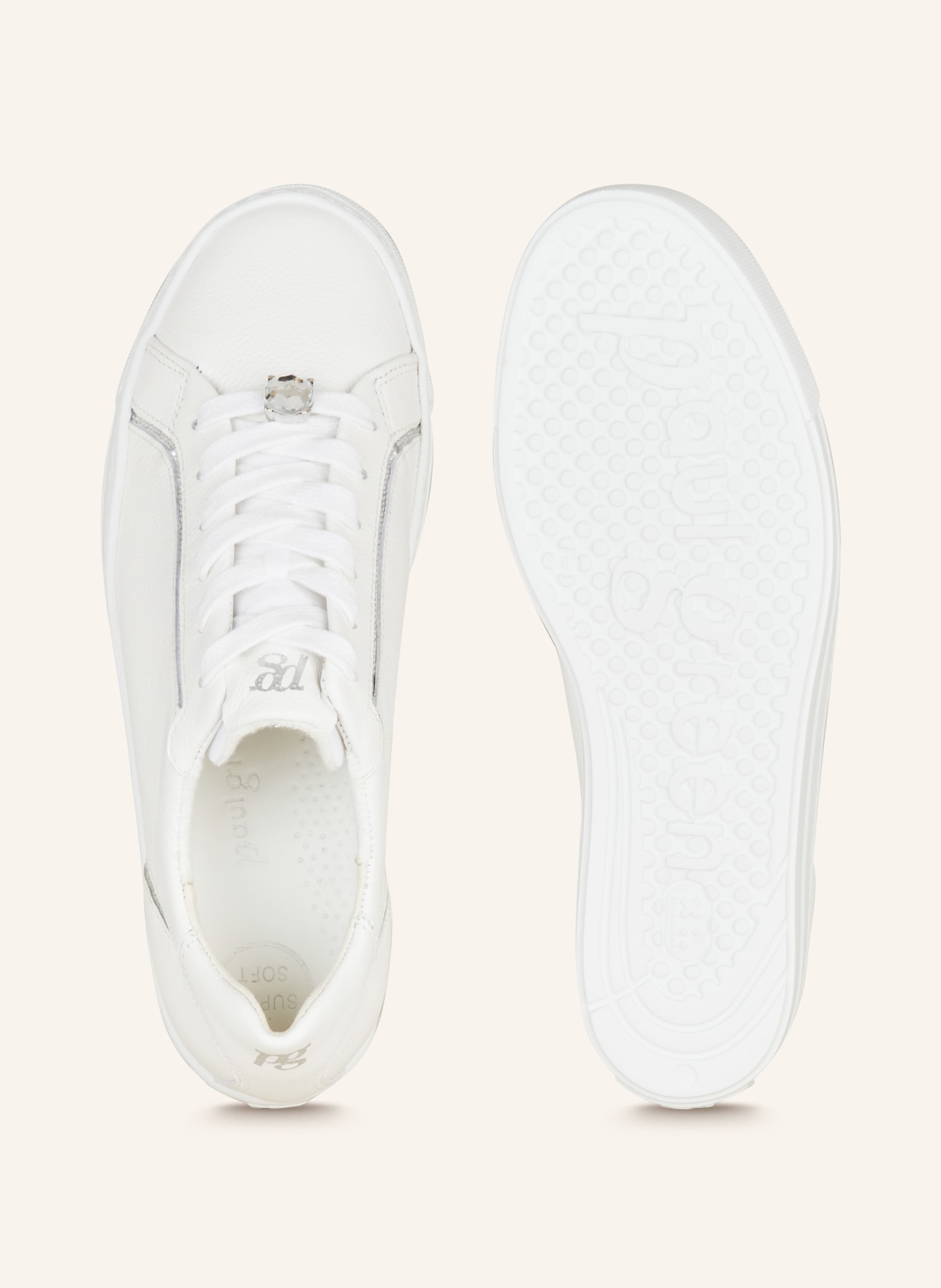 paul green Sneakers with glitter thread and decorative gems, Color: WHITE (Image 5)