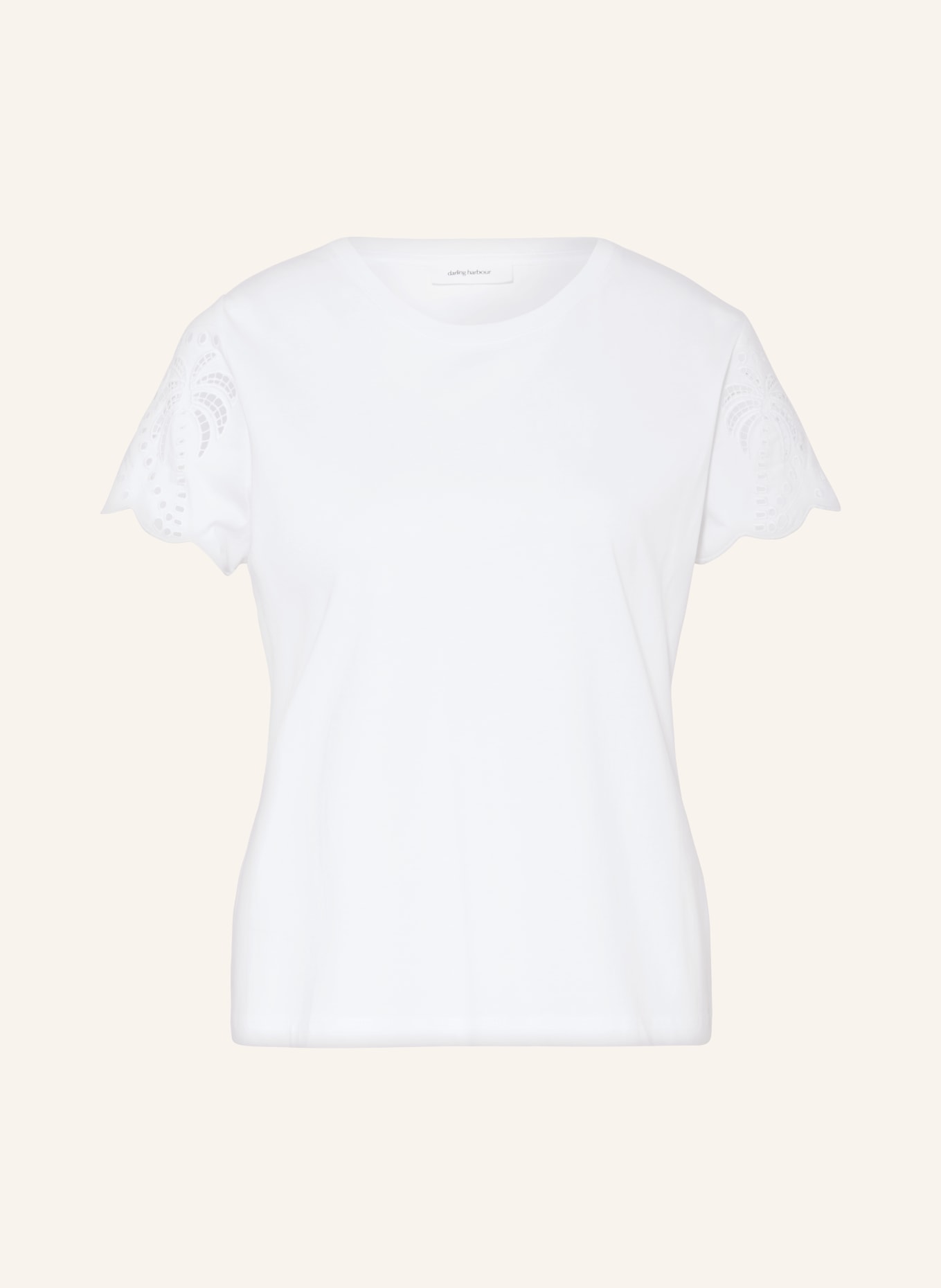 darling harbour T-shirt with broderie anglaise, Color: WEISS (Image 1)