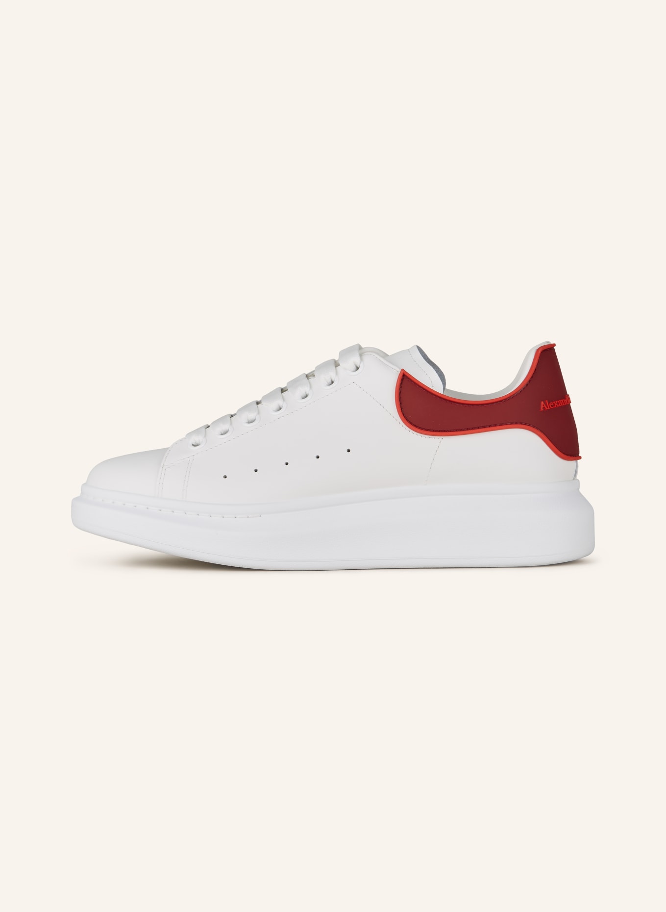 Alexander Mcqueen Exaggerated-sole Leather Sneakers White/red | ONU